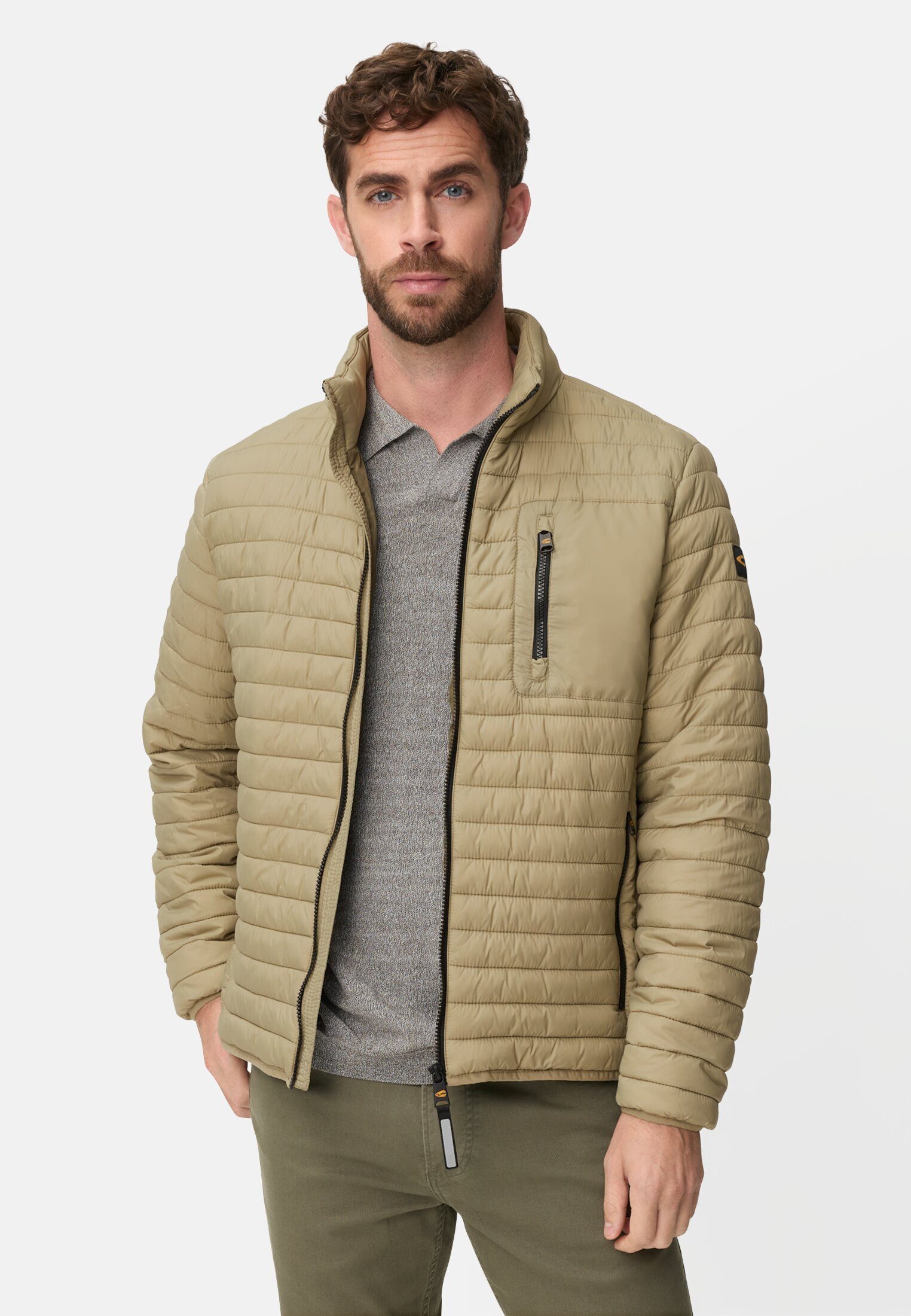 camel active Steppjacke mit wasserabweisender Funktion Langarm Markenlogo
