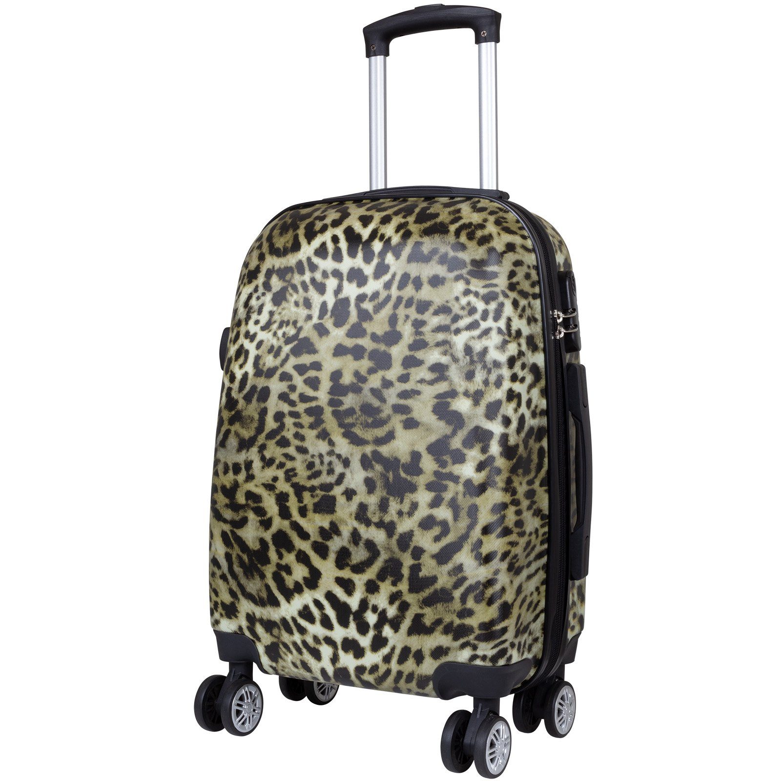 Trendyshop365 Hartschalen-Trolley Leoparden Fell, 3 Größen, 4 Rollen, Tierfell-Optik, Zahlenschloss