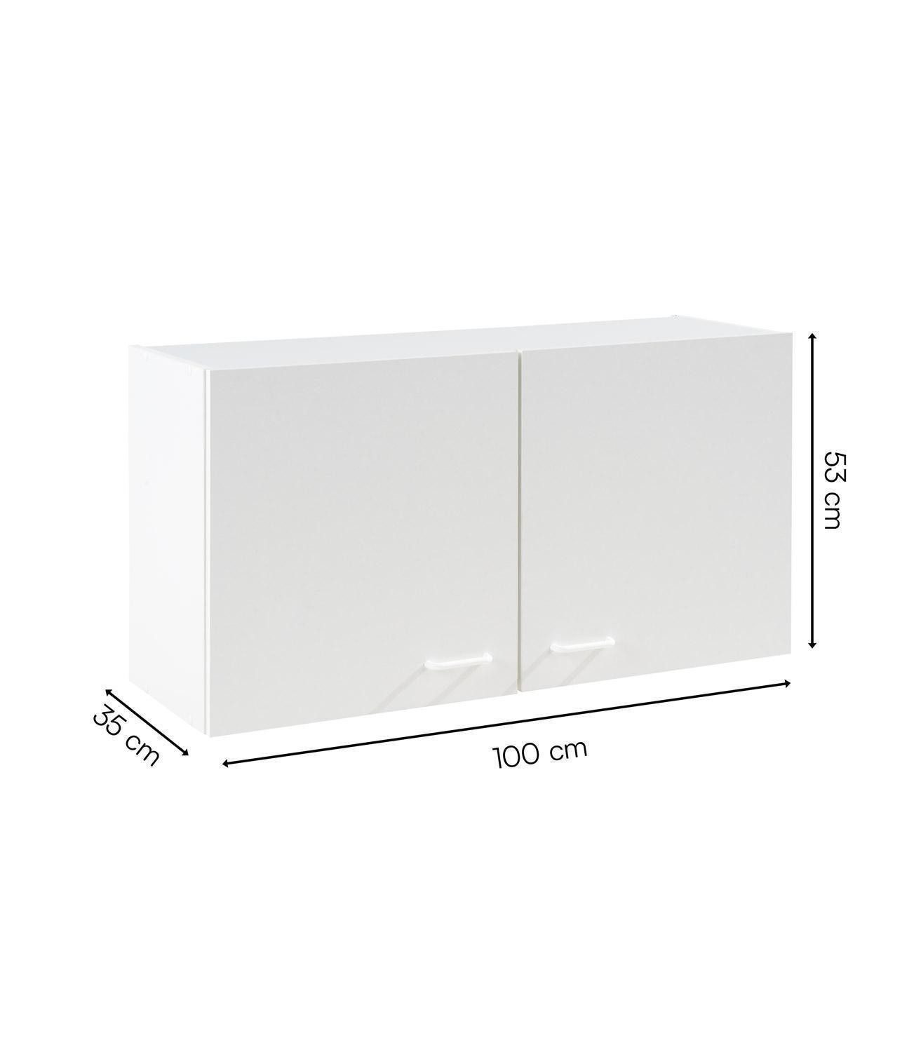 Hängeschrank TOP, B 100 cm weiß, Breite 100 cm, 2 Türen, mit 1 höhenverstellbarem Einlegeboden