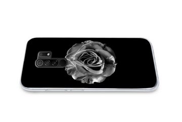 MuchoWow Handyhülle Blumen - Rose - Schwarz - Weiß - Botanisch, Phone Case, Handyhülle Xiaomi Redmi 9, Silikon, Schutzhülle