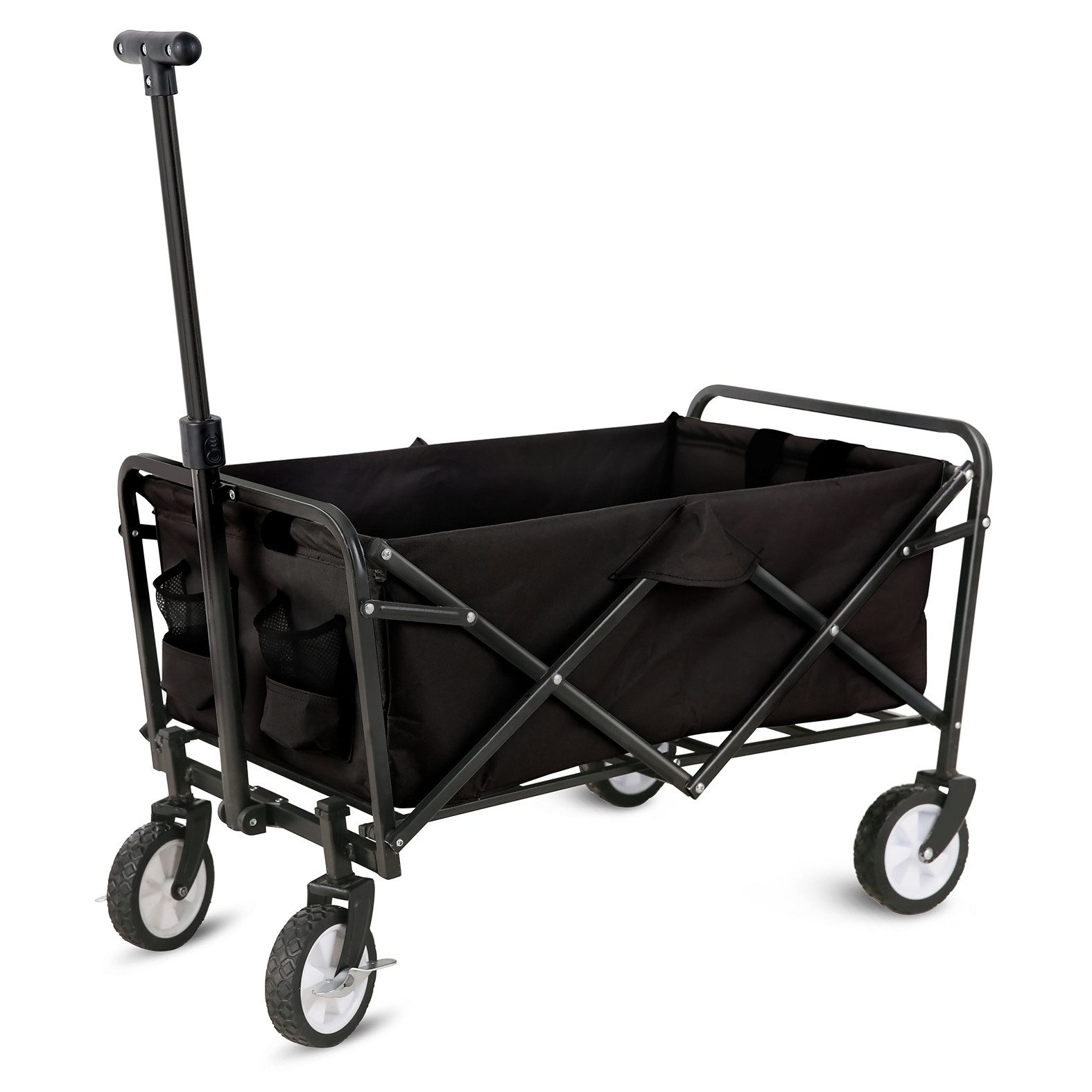 Bollerwagen Klappbarer Strandkarren aus 300D Oxford Stoff in schwarz