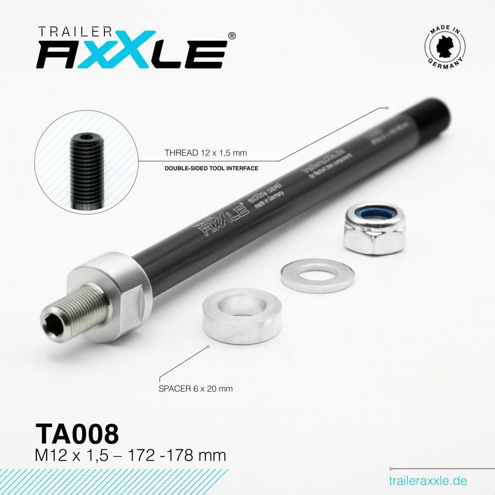 Radox Laufrad Radoxx Trailer AxXle TA008 Steckachse M12x1.5 172-178 mm - TÜV-geprüft