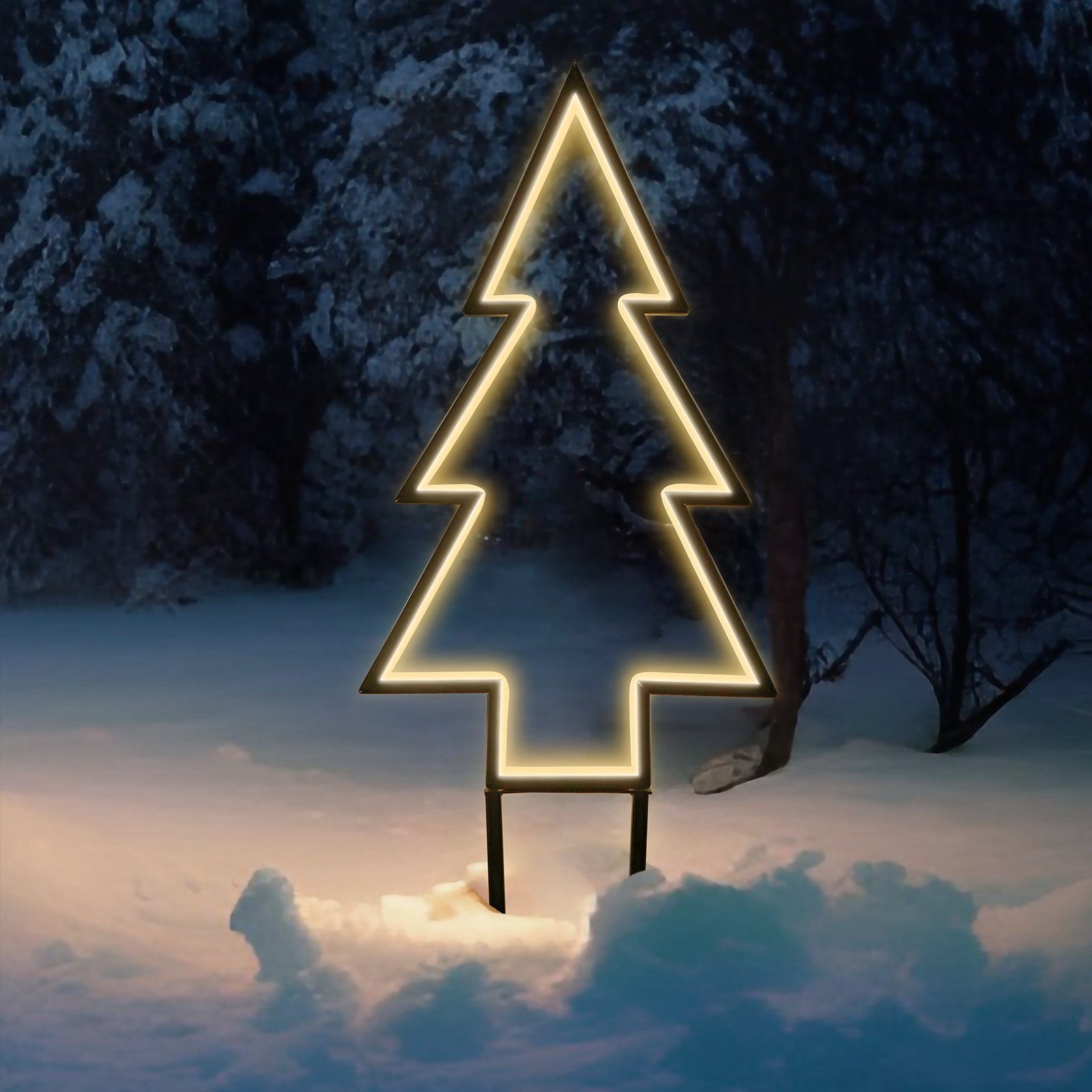 Salcar LED-Lichterkette 60cm 3D LED Tannenbaum Gartenstecker Weihnachtsbeleuchtung, 100 LED Garten Beleuchtet Christbaum mit Erdspießen Außen Warmweiß