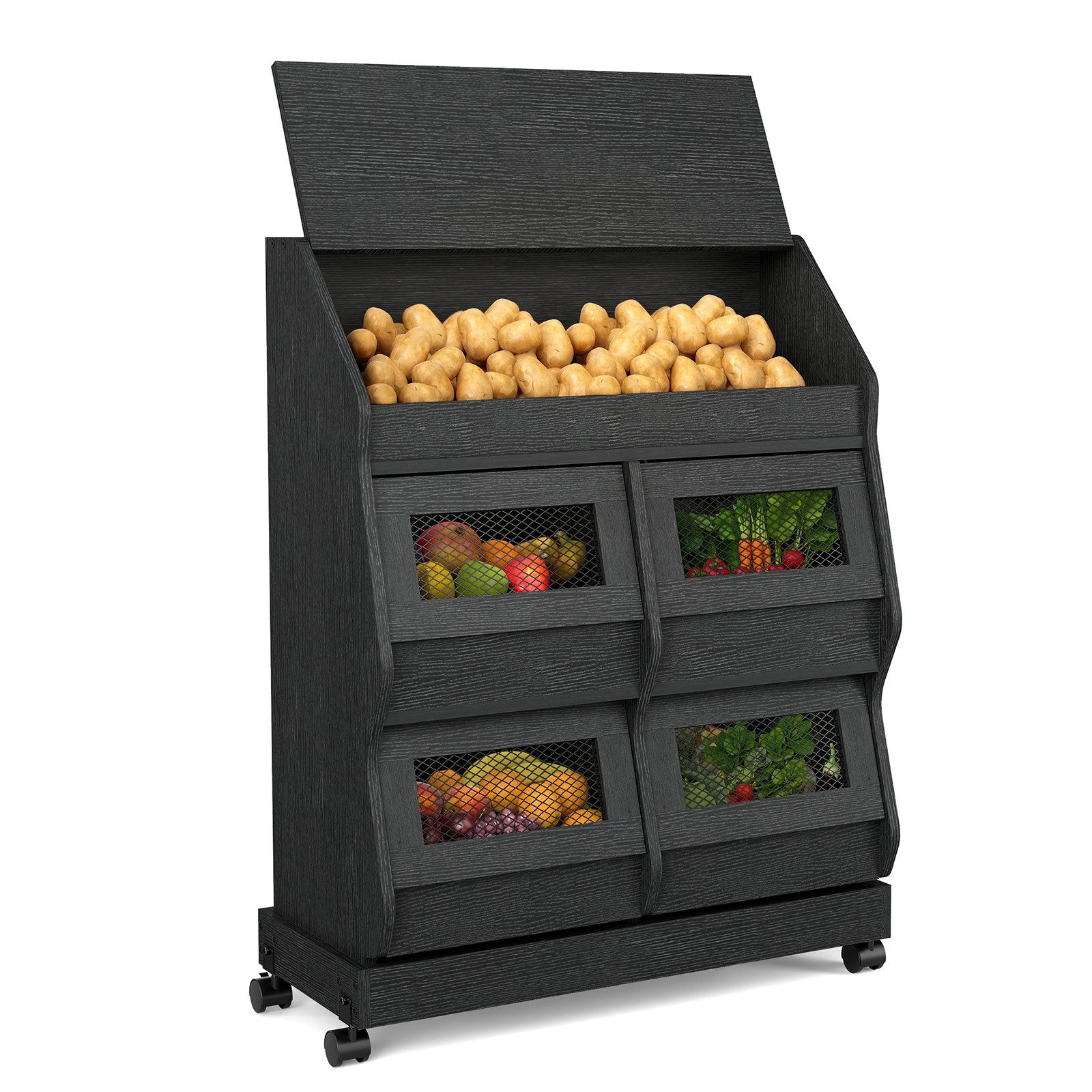 Puluomis Vorratsdose Vorratsdose Kartoffelbox, schwarz, Gr. 31 cm x 72 cm x 96.5 cm