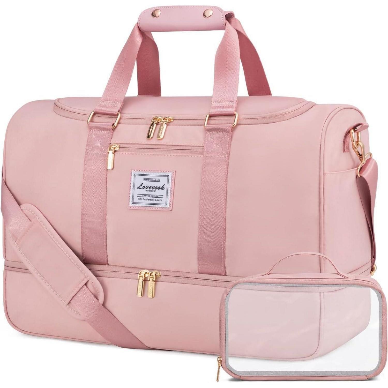 LuxusKollektion Weekender Reisetasche Sporttasche 50L Groß Weekender Damen Rosa