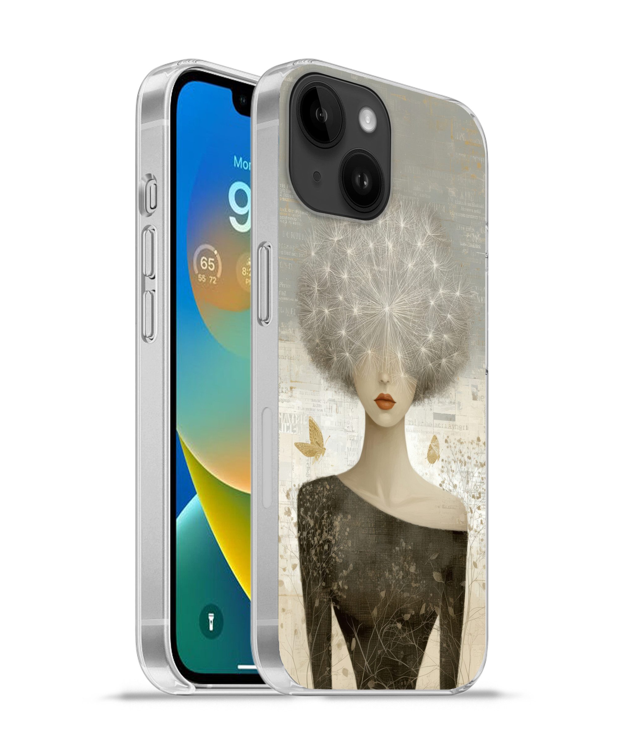 MuchoWow Handyhülle für Apple iPhone 14 Fluff - Frau - Beige, Smartphone-Bumper, Print, Handy Schutzhülle Dünn