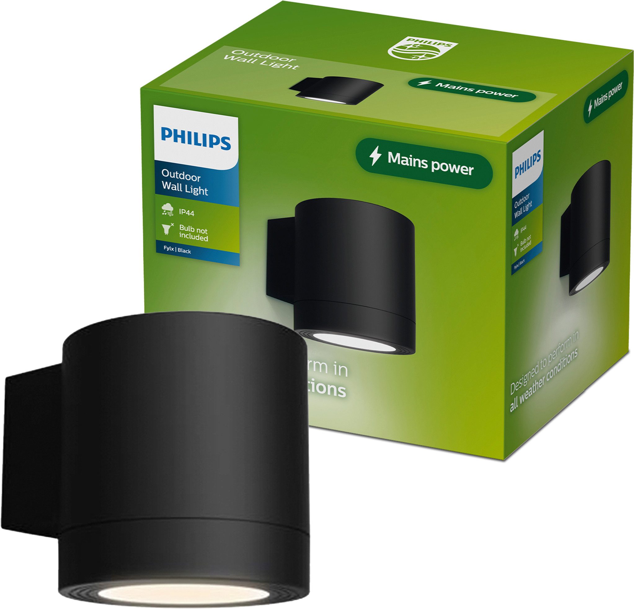 Philips LED Außen-Wandleuchte Outdoor Fylx, ohne Leuchtmittel, ohne GU10-Leuchtmittel, IP44