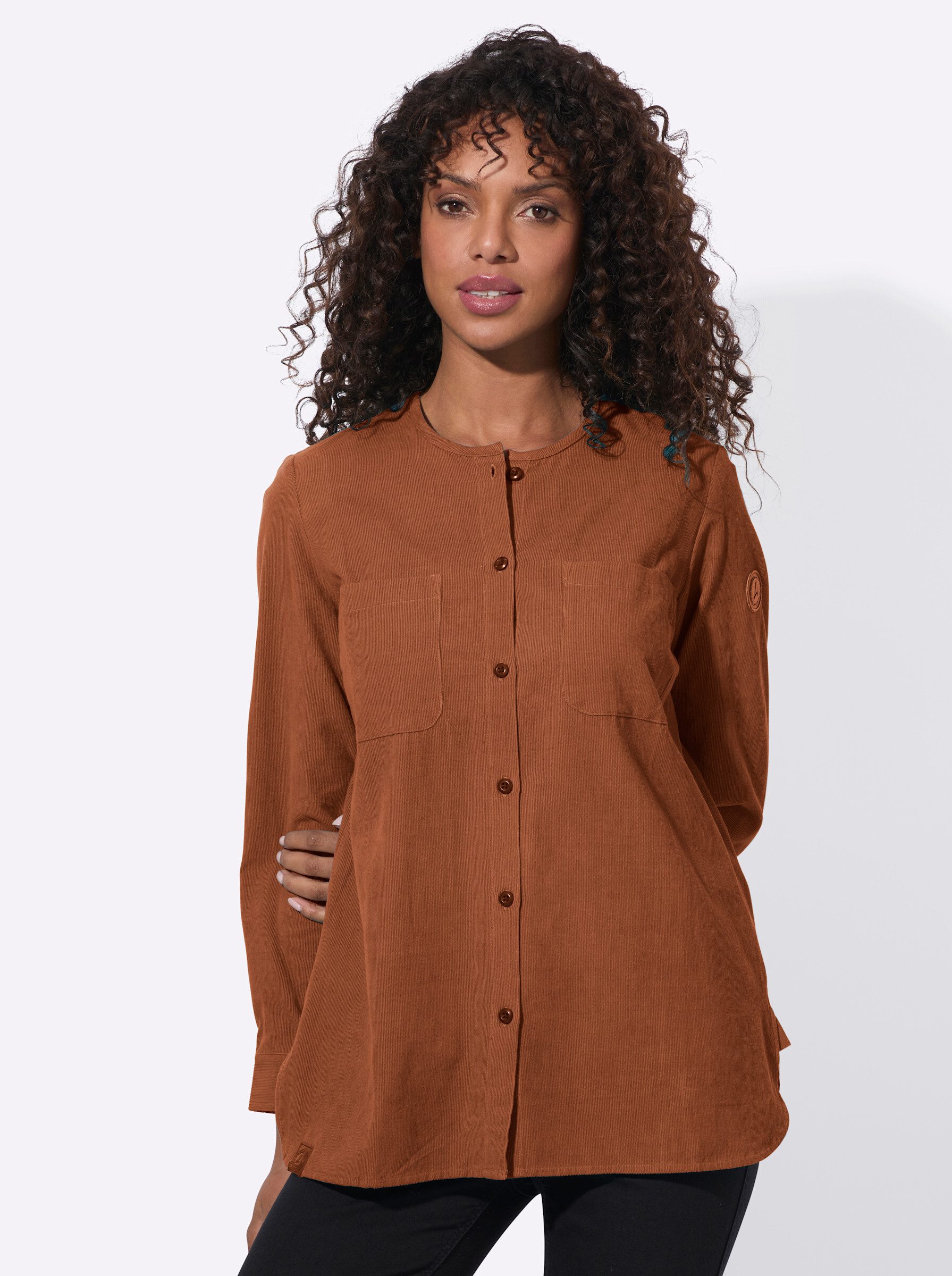 Witt Klassische Bluse Cord-Bluse Langarm
