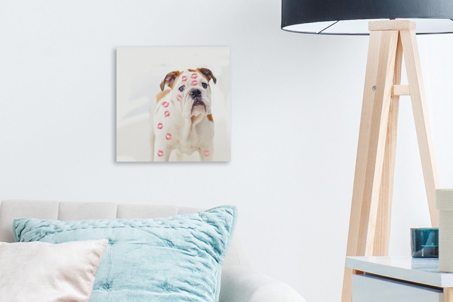 eines Schlafzimmer Hundes Wohnzimmer OneMillionCanvasses® St), Leinwandbild für Leinwand Bilder rotem (1 Bild Lippenaufdruck, mit