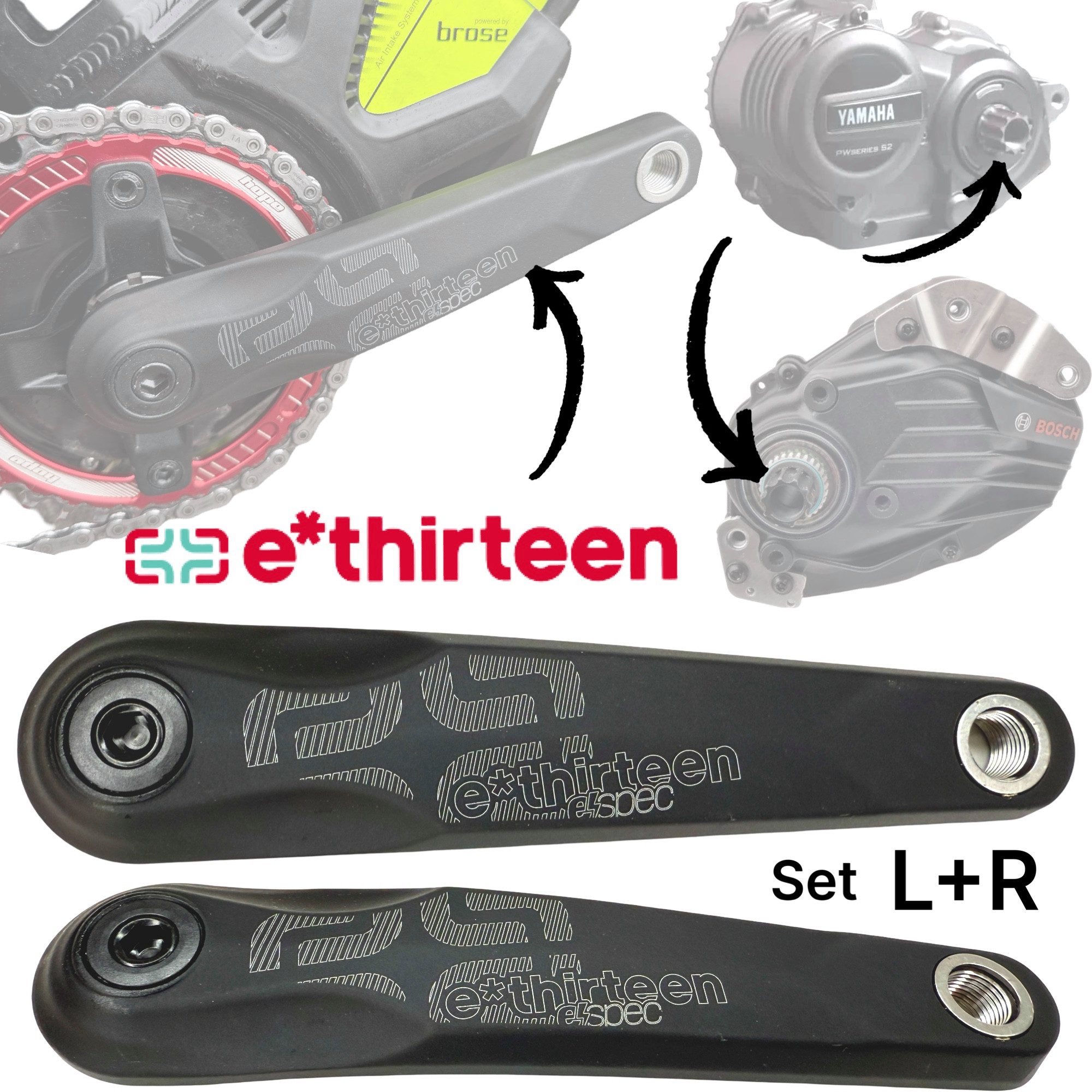 e*thirteen Fahrradlenker e*thirteen MTB Ebike Ersatz Kurbelarme 170mm für Brose,Bosch,Yamaha