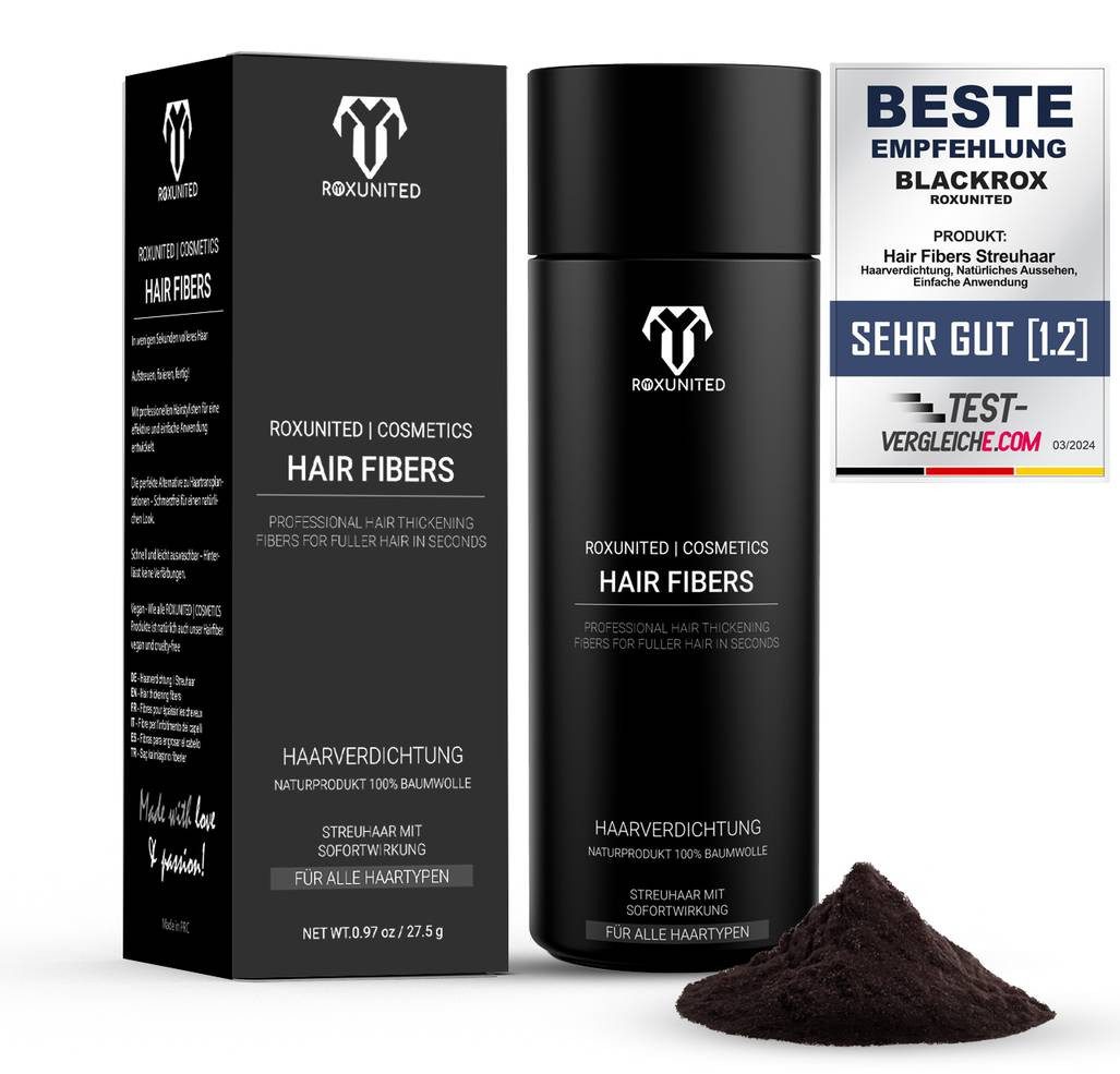 ROXUNITED Пудра для волос [Vergleichssieger 2024] Streuhaar/Schütthaar zur Haarverdichtung