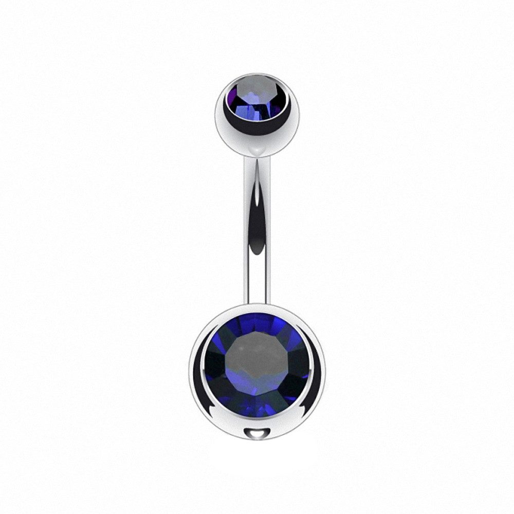 Taffstyle Bauchnabelpiercing mit Kristall Titan G23 Schmuck Banane Stecker Damen Bauchpiercing (Gebogenes Banabel aus Titan G23 Piercing mit Kristallsteinen in vielen Farben), Banane Stecker Silber Piercing Schmuck Stecker