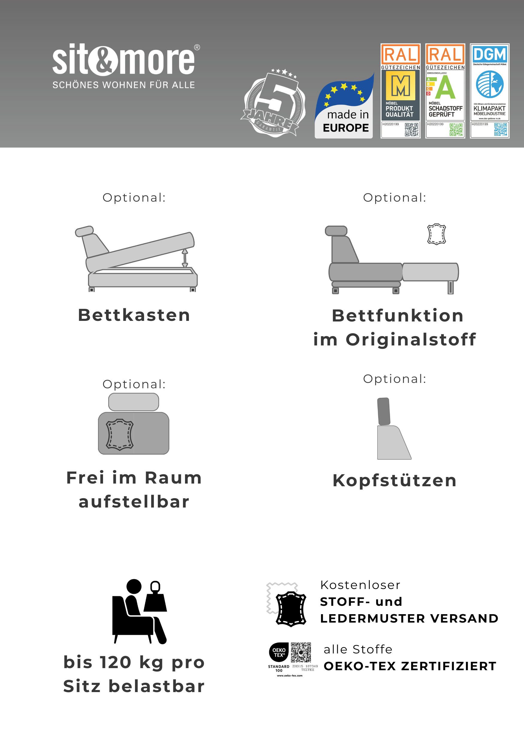 sit&more Sofakissen Chelsea, 60 cm, Leder, (Set), zur Auswahl Sets mit 2 oder 3 Stück