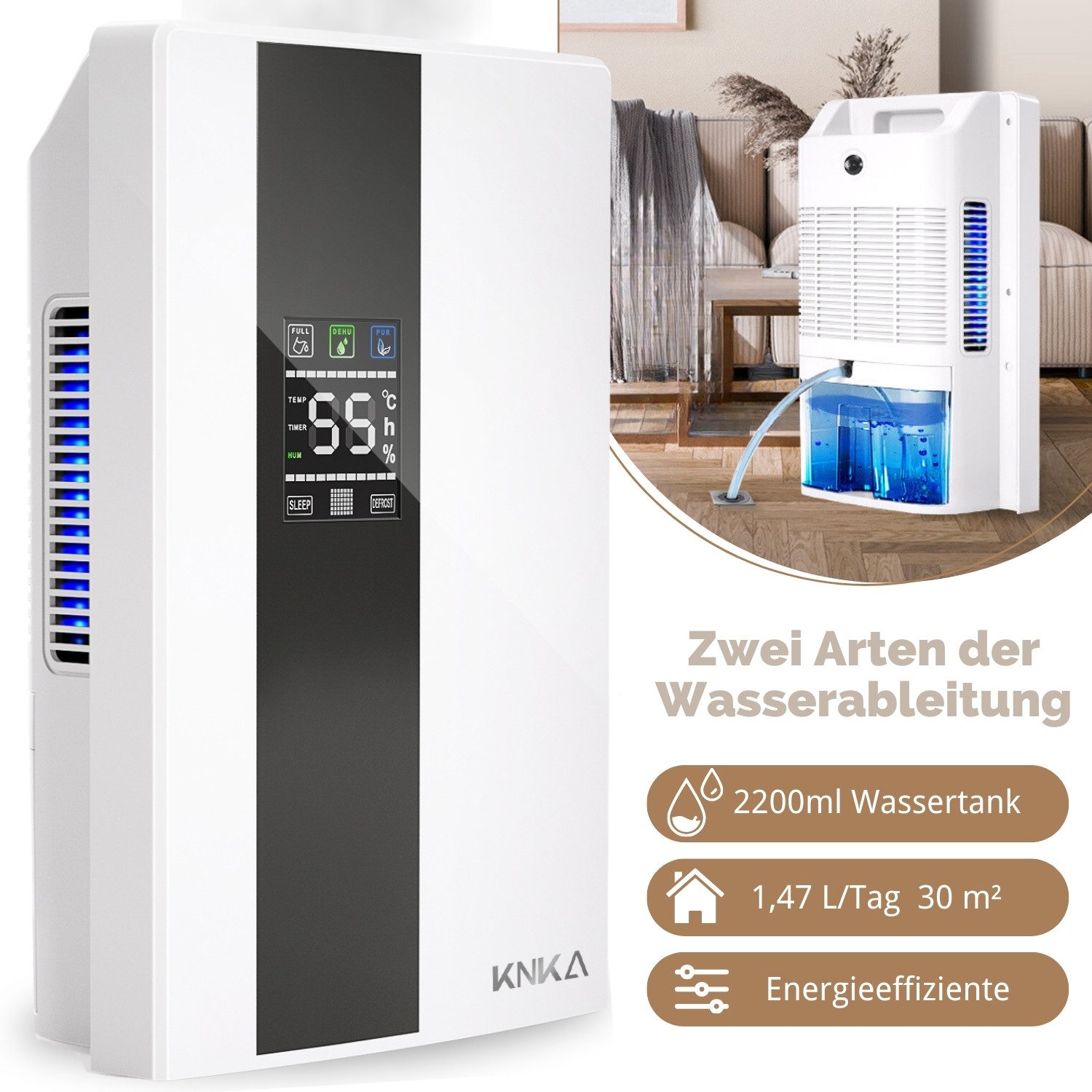 KNKA Luftentfeuchter Raumentfeuchter,Kontinuierliche Entwässerung, für 30 günstig online kaufen