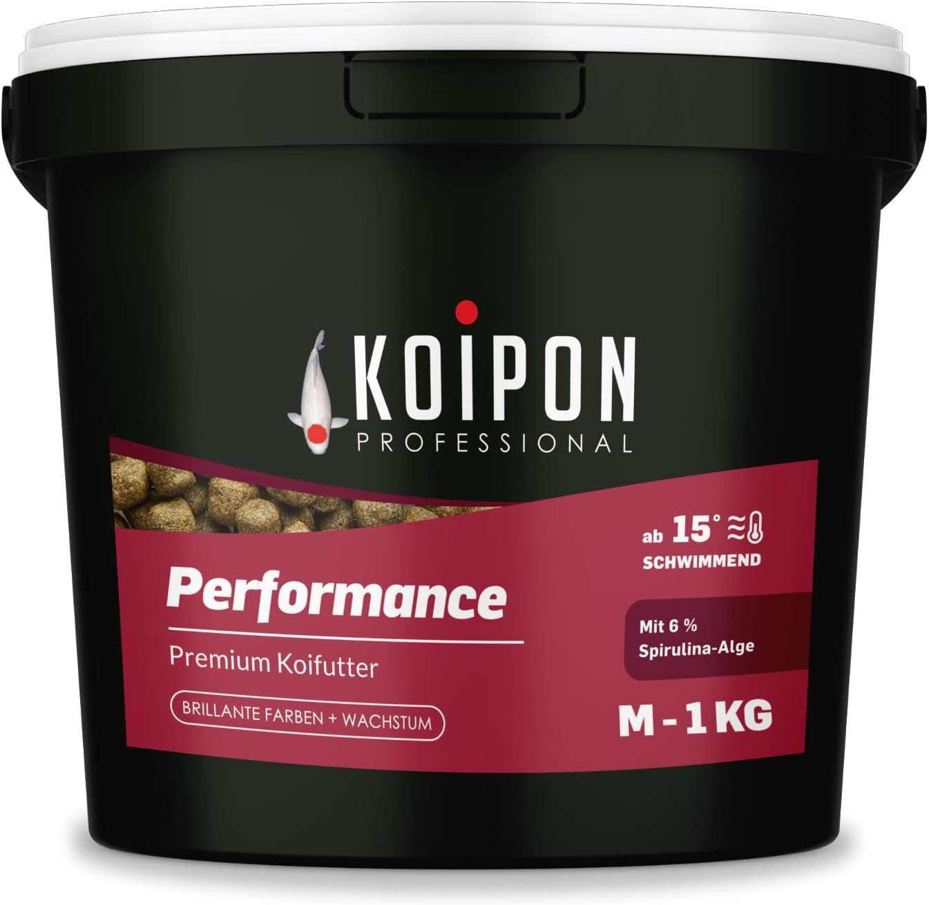 KOIPON KOIPON Performance 6mm Sommerfutter 6% Spirulina für Koi, Trockenfutter für: Koi, Goldfische, Teichfische, Zierfische, Sommerfutter, Spirulina Farbverstärkung, Aufzuchtfutter 6mm