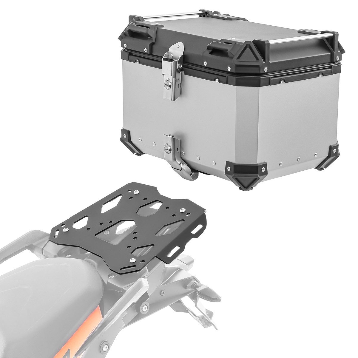 Bagtecs Topcase Set Alu Topcase + Gepäckbrücke passend für KTM 1190 Adventure/ R 13-16