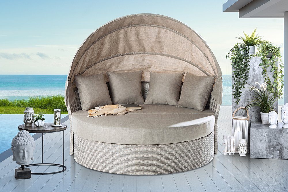 riess-ambiente Loungebett PLAYA LIVING 165cm natur / beige, 2 Teile, inkl. Kissen und drehbarer Sitzfläche natur | beige