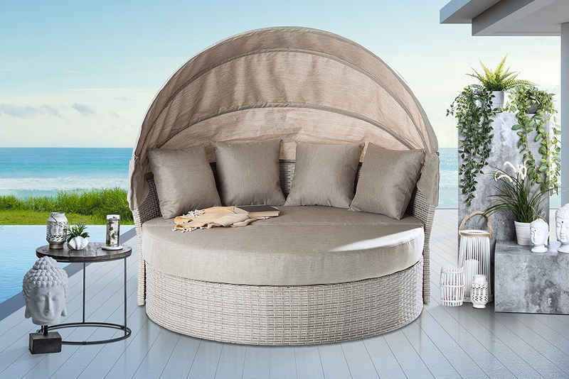 riess-ambiente Loungebett PLAYA LIVING 165cm natur / beige, 2 Teile, inkl. Kissen und drehbarer Sitzfläche