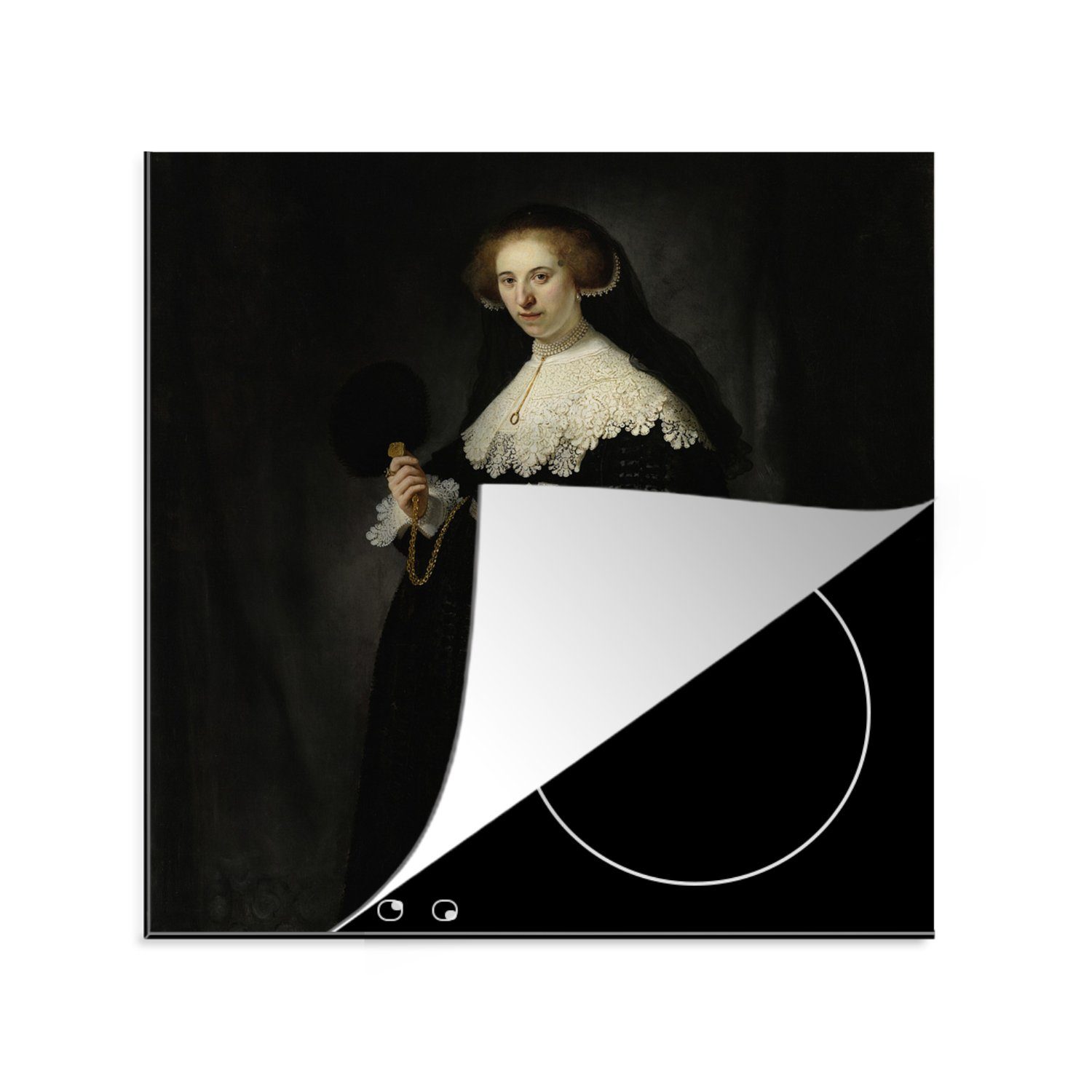 Ceranfeldabdeckung, cm, Coppit Oopjen küche Vinyl, von Eheporträt Herdblende-/Abdeckplatte - (1 Rijn, 78x78 Arbeitsplatte van tlg), für MuchoWow Das Rembrandt