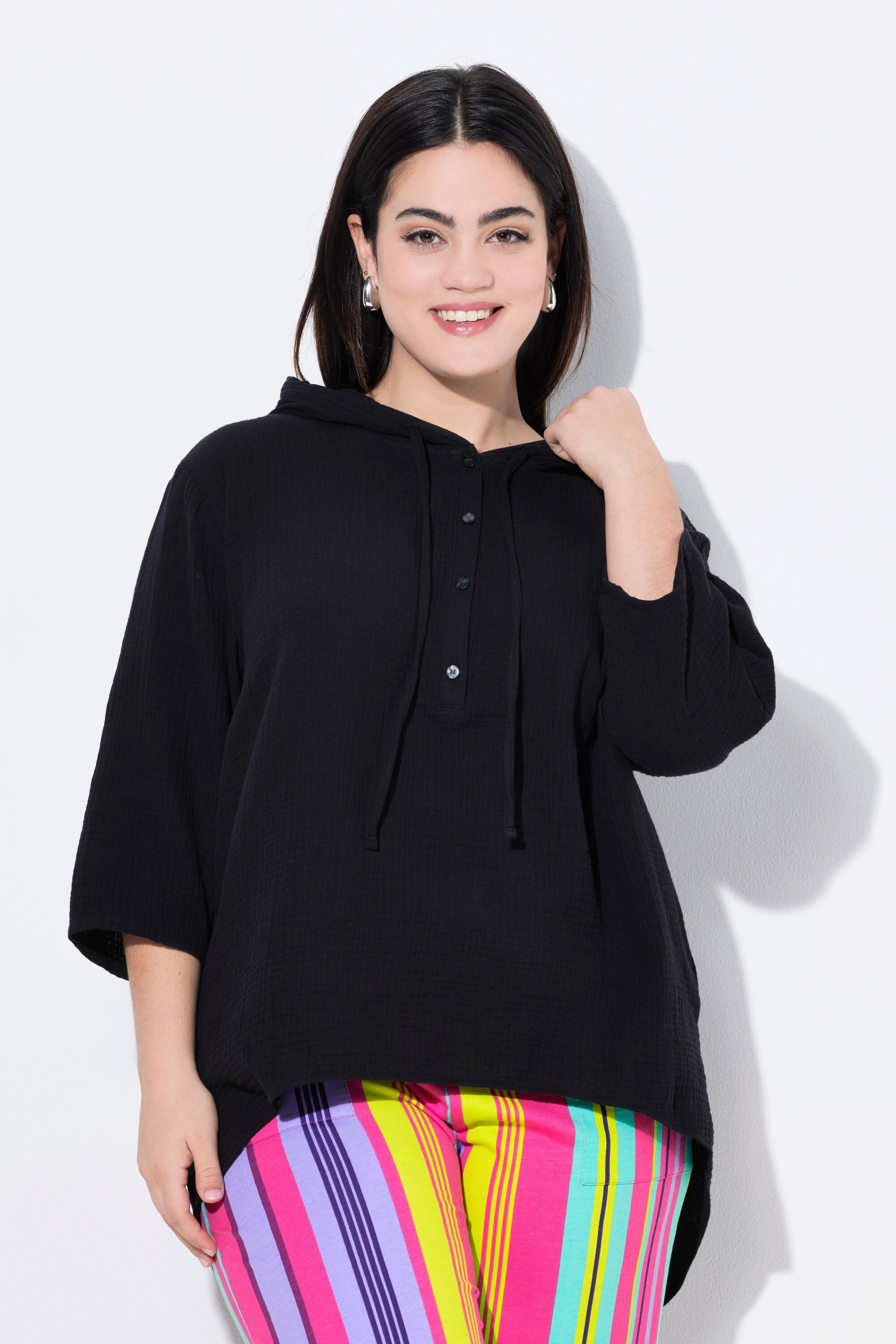 Angel of Style Longbluse Bluse A-Linie Musselin Kapuze günstig online kaufen