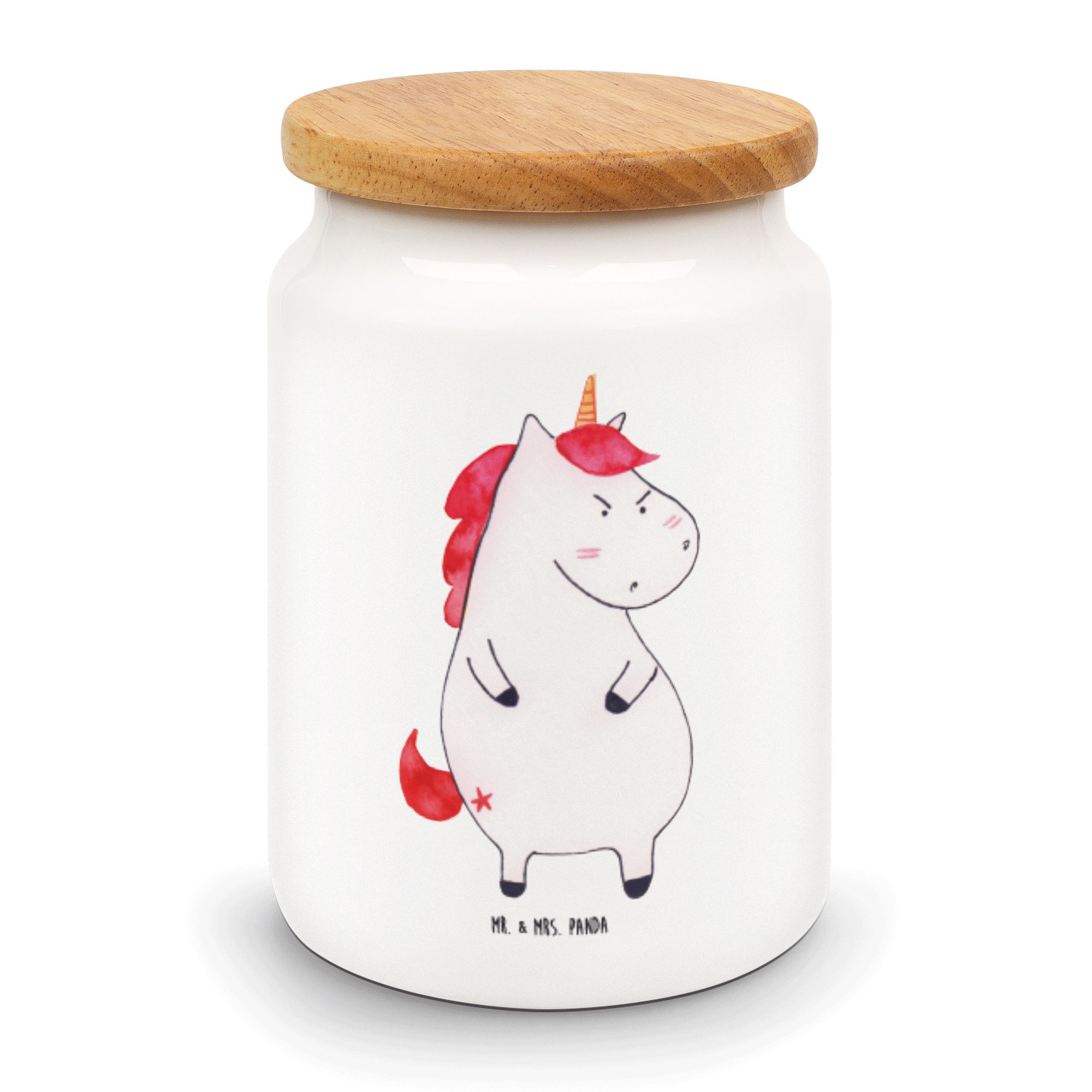 Mr. & Mrs. Panda Vorratsdose Einhorn wütend - Weiß - Geschenk, Unicorn, Vorratsbehälter, Keramikdo, Keramik, (1-tlg) | Vorratsdosen