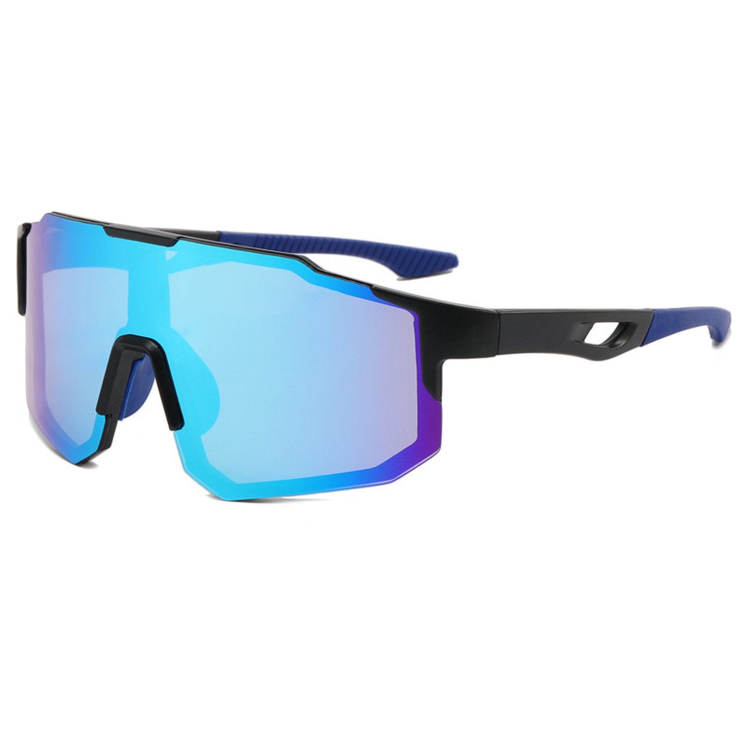MAGICSHE Fahrradbrille Fahrradbrillen für Herren und Damen, Sport-Sonnenbrillen, Windschutzscheibe, UV-beständige und klare Sicht Brille Black Box Blue Film