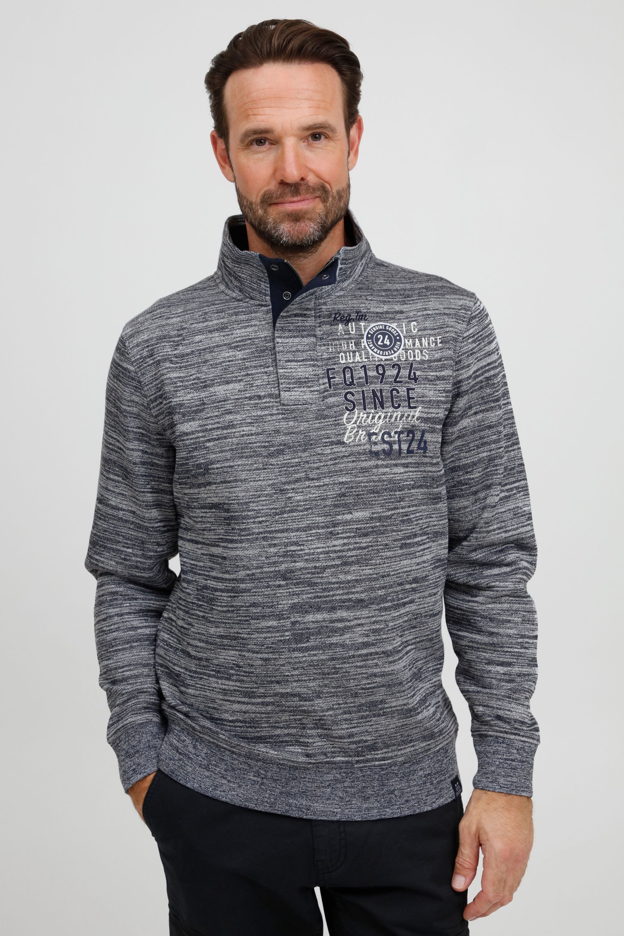 FQ1924 Troyer FQGudmund Modischer Strickpullover mit Print günstig online kaufen