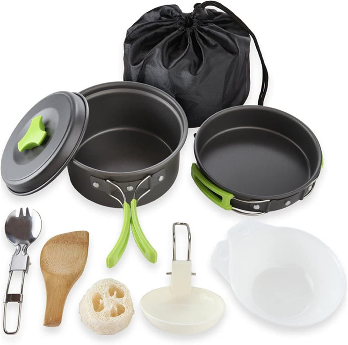 UE Stock Campinglöffel 9-teiliges faltbares Camping Kochgeschirr Set Campingzubehör (9 Stück), All-in-One-Kochset