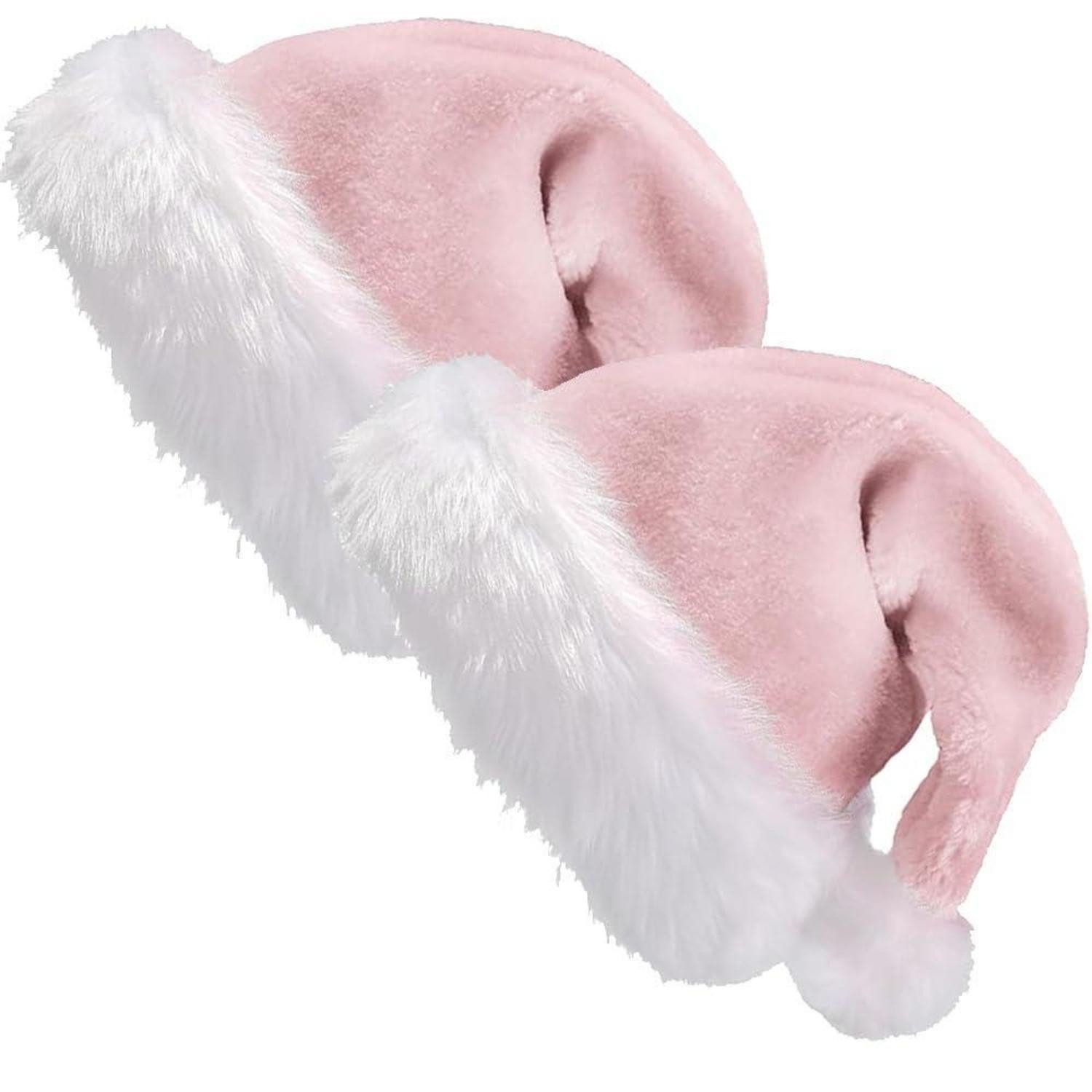LuxusKollektion Plüschmütze Weihnachtsmütze Nikolausmütze Plüsch Rosa 2Stk (2-St)