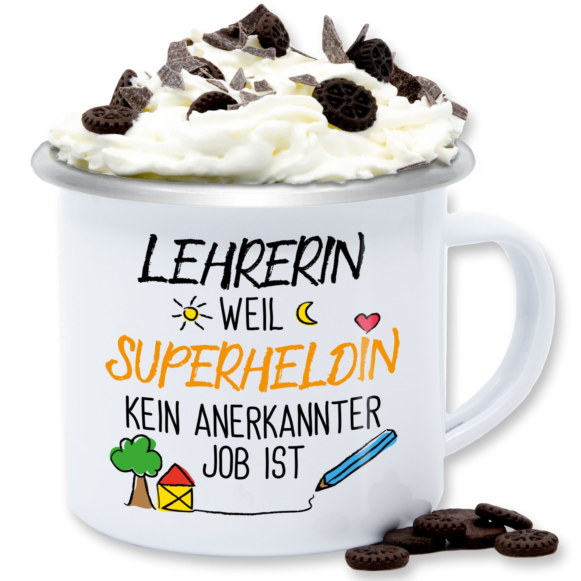 Shirtracer Tasse Lehrerin weil Superheldin kein anerkannter Job ist, Stahlblech, Lehrerin