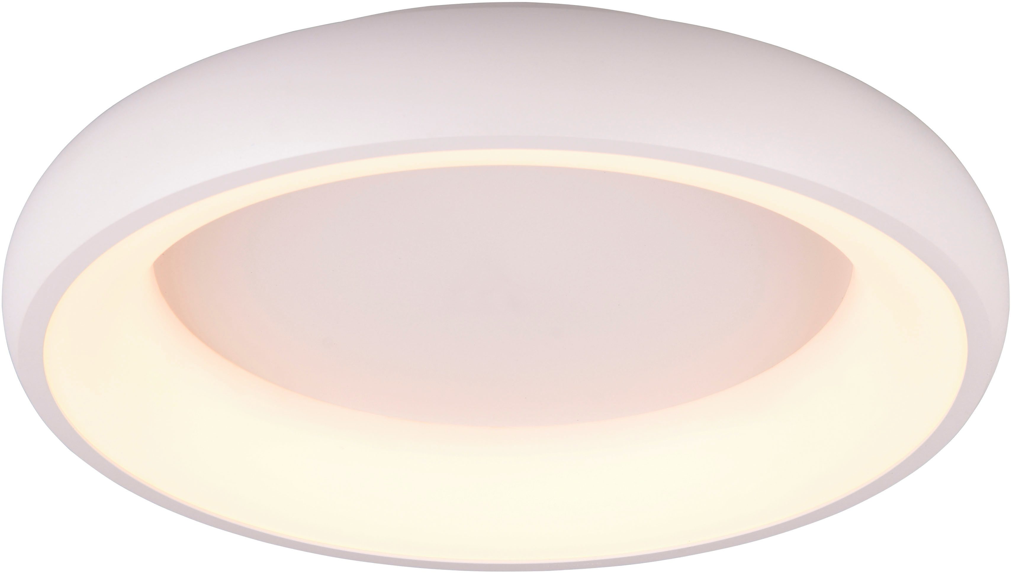TRIO Leuchten LED Deckenleuchte CARDONA, runde LED Deckenlampe Büro, Ø 46cm, 3300 Lumen 29W, dimmbar, Dimmfunktion, LED fest integriert, warmweiß - kaltweiß, CCT - Lichtfarbe einstellbar 2300/3000/4000K, auch Wandmontage möglich