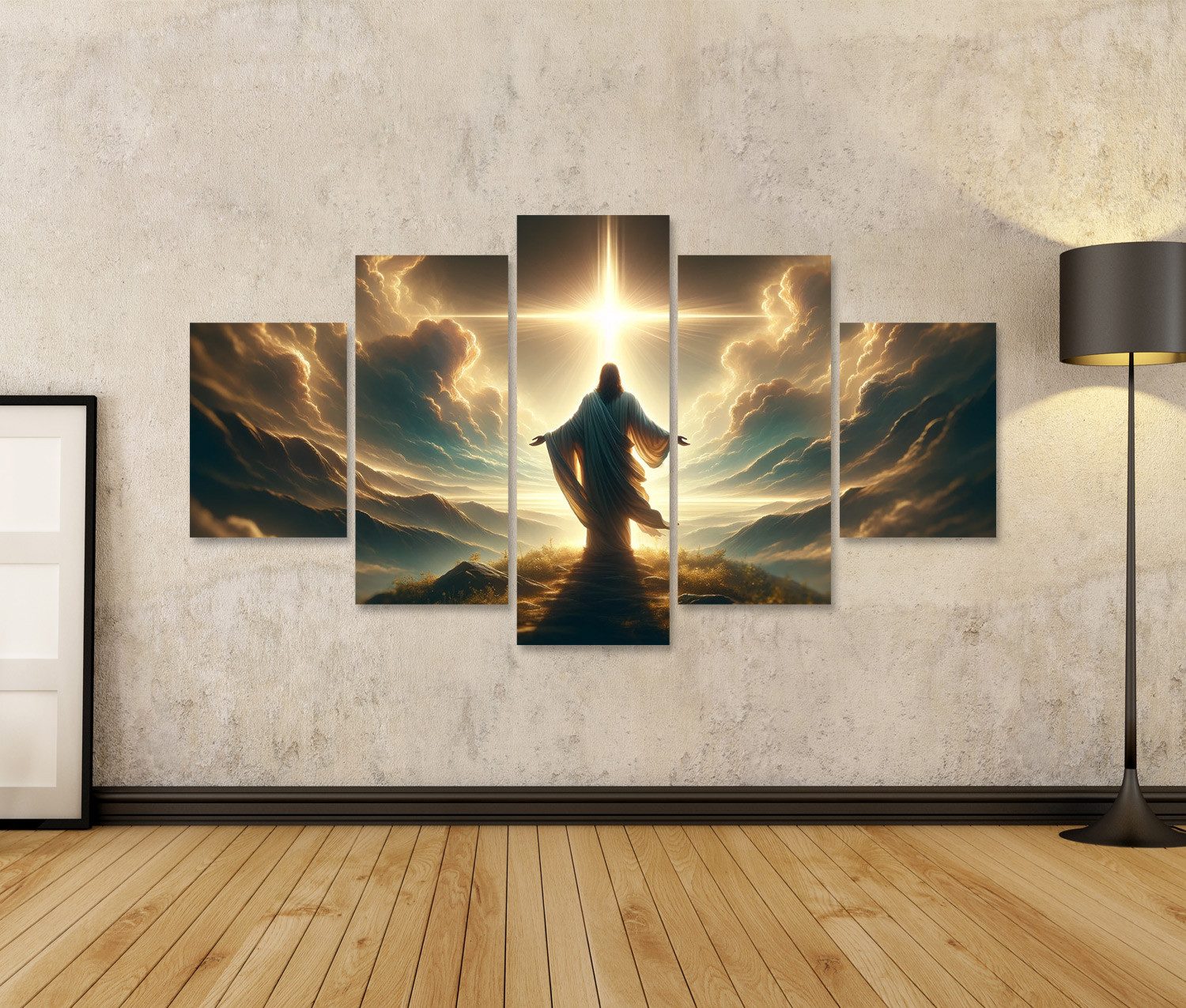 islandburner Leinwandbild Jesus im Sonnenlicht auf Hügel Erlöser günstig online kaufen