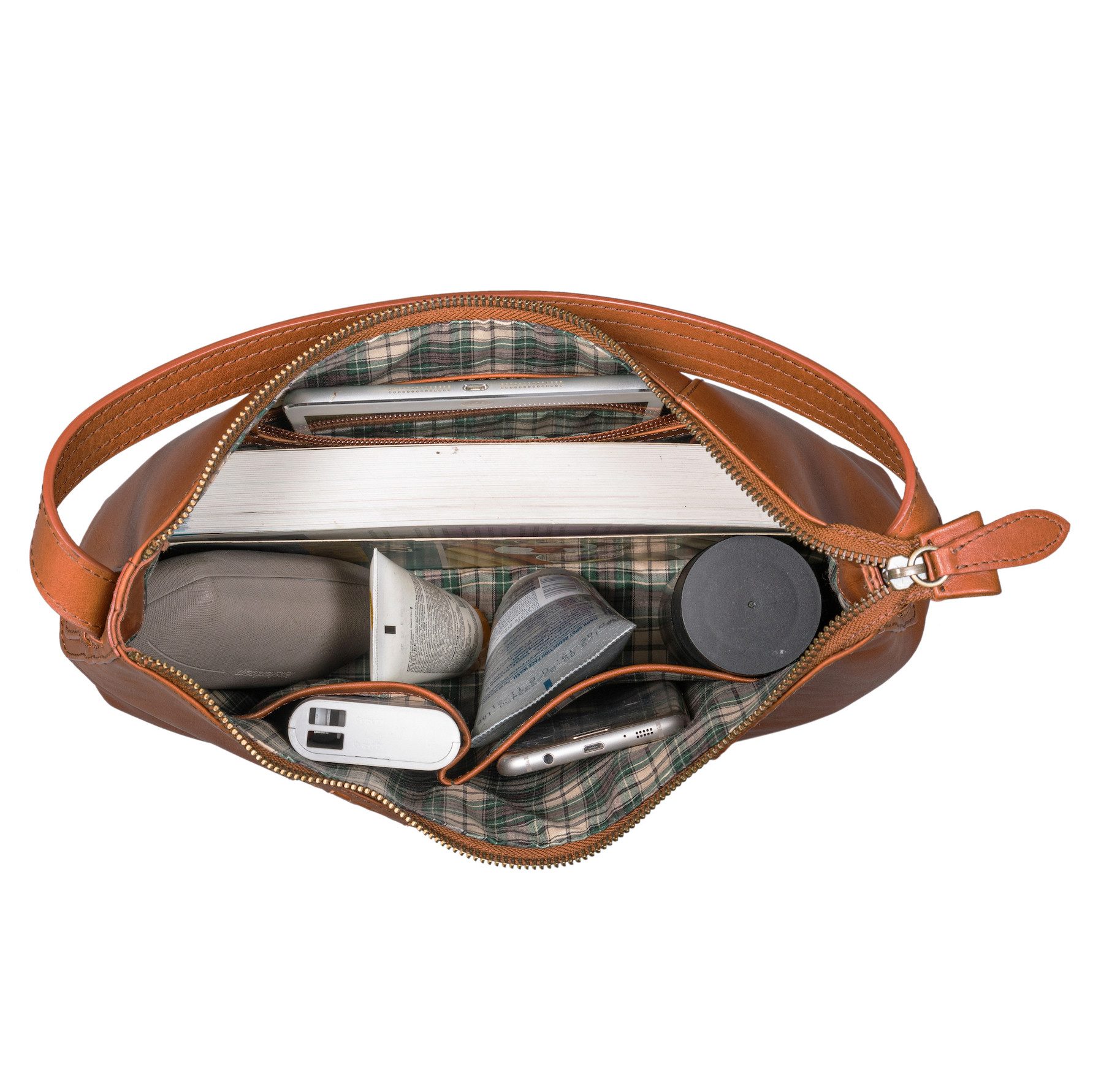 Benthill Henkeltasche Damen Echt Leder Schultertasche Kleine Vintage Hobo Bag Beutel, Reißverschlussfach