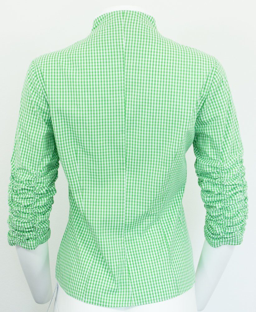Trachtenmode Hiebaum Trachtenbluse Damen Langarm Bluse Nora, Grün kariert