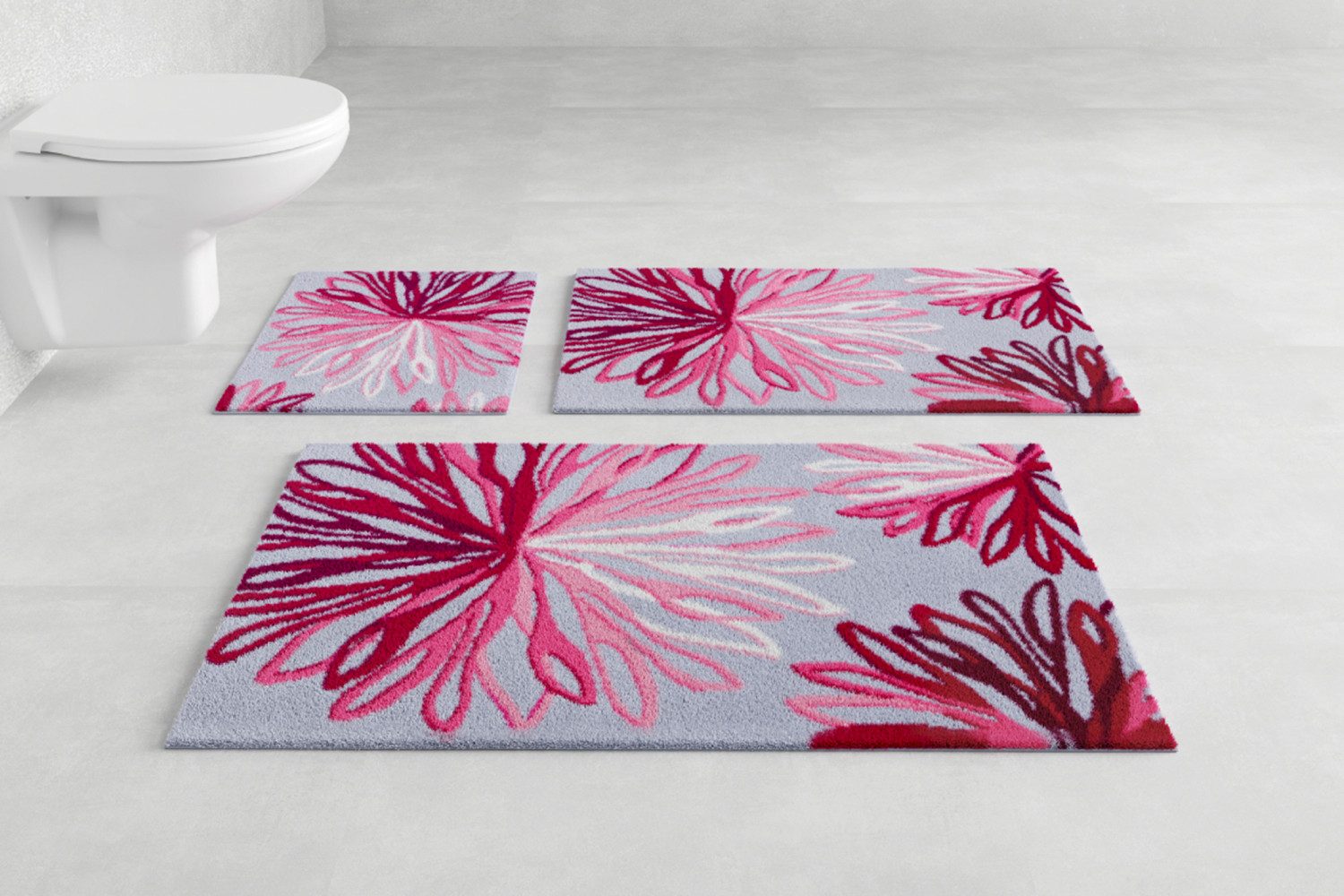 Grund Badematte Art, Höhe 20 mm, rutschhemmend beschichtet, fußbodenheizungsgeeignet, Polyacryl, rechteckig, florales Muster, elegante Badematte