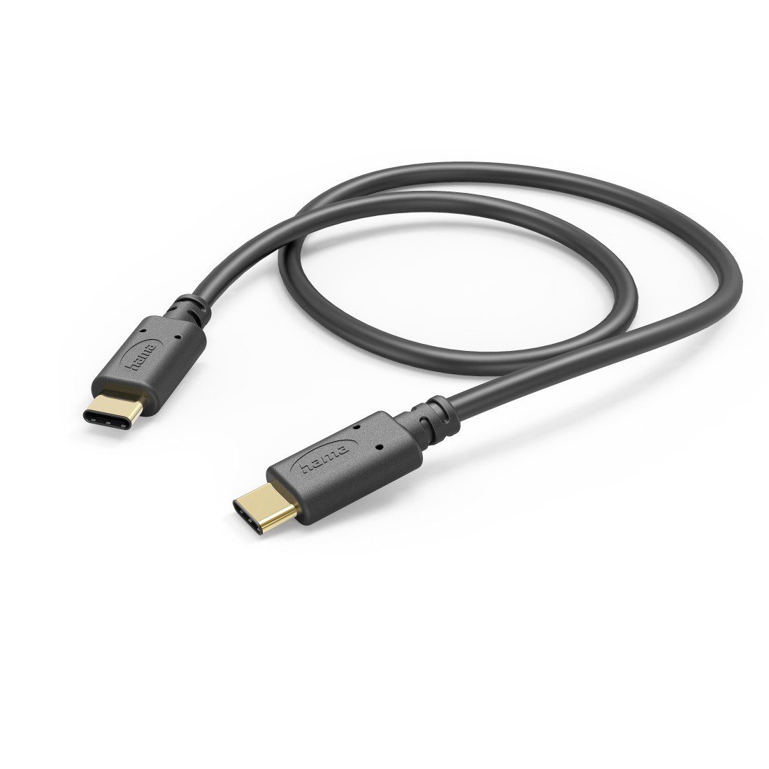 Hama Schnellladekabel mit 2x USB-C Anschluss schwarz, 1 m, USB Standard 2.0 USB-Kabel, USB-C, (100 cm)