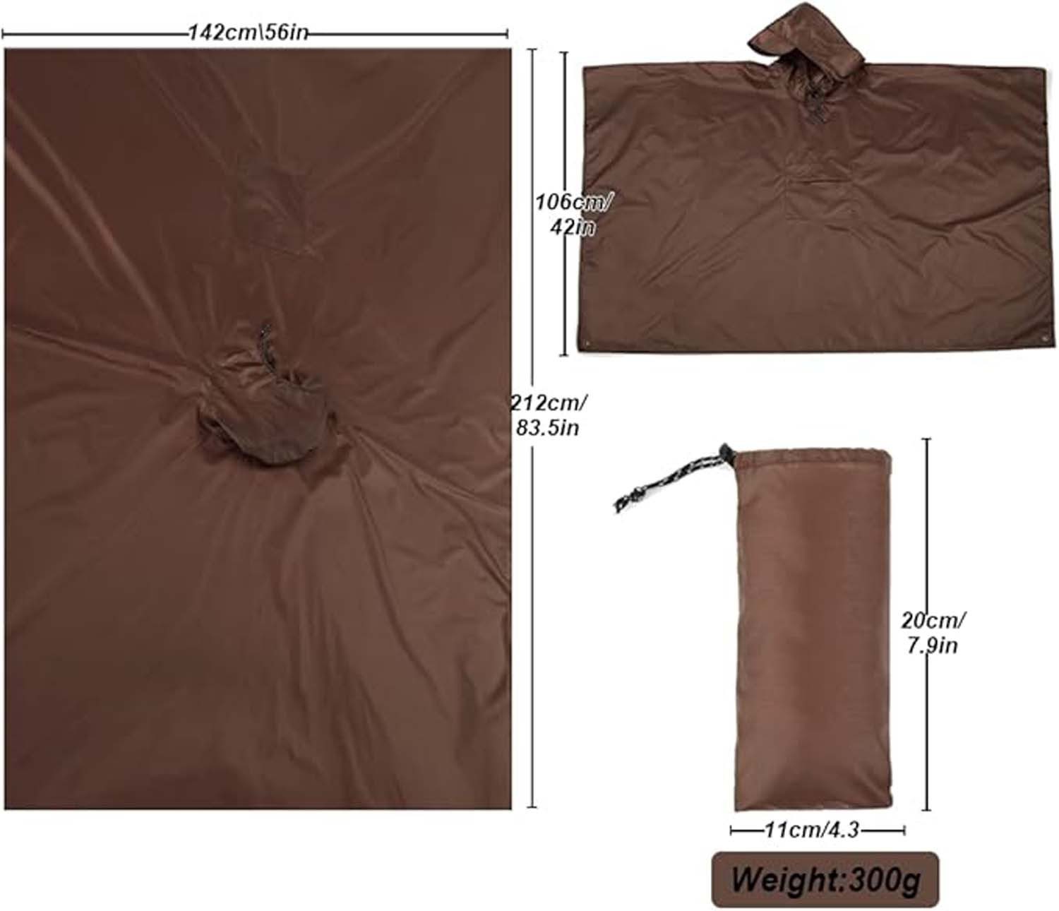 Coonoor Regenjacke Regencape mit Kapuze 3 in 1 Multifunktional Atmungsaktiv – Bild 5 von 5