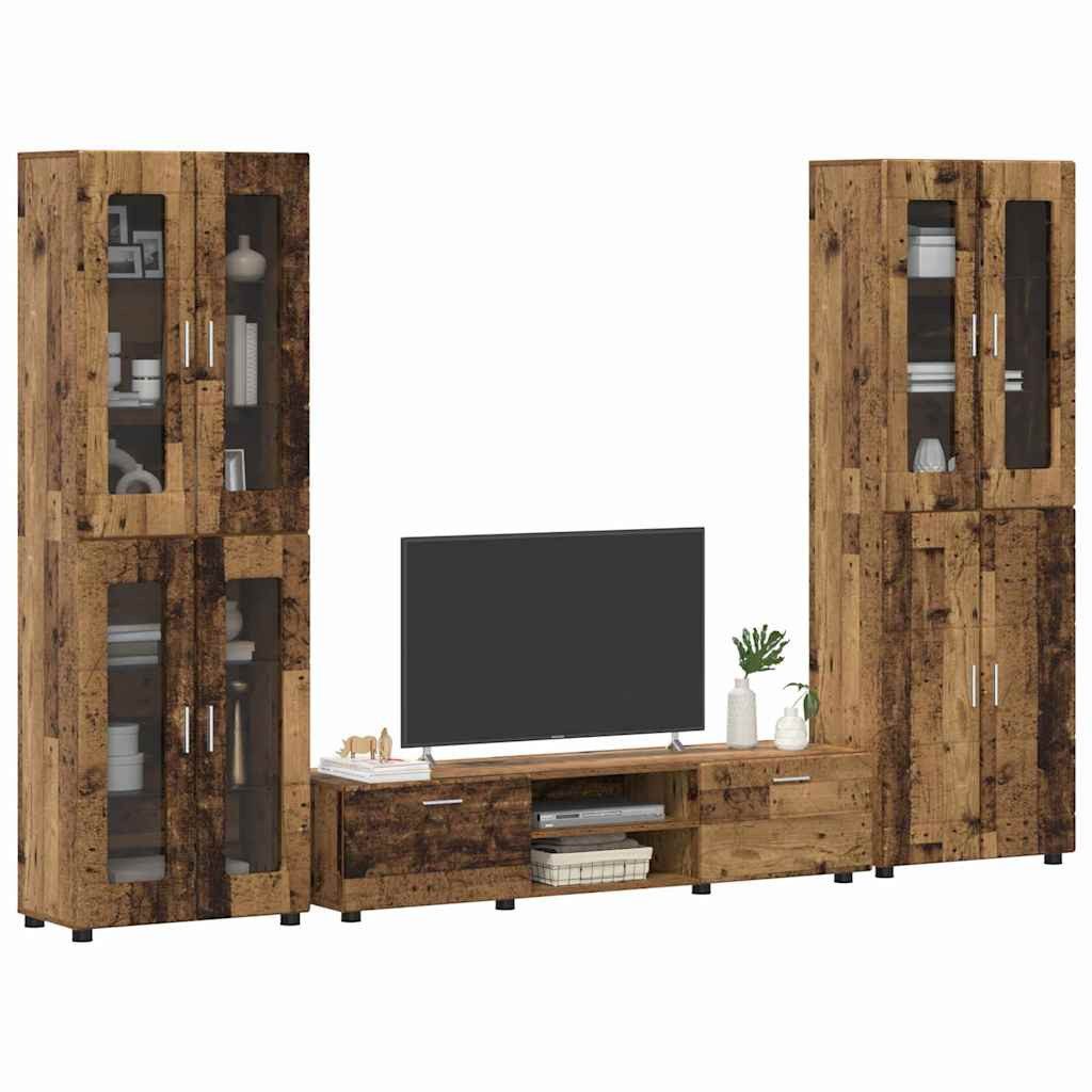vidaXL Wohnzimmer-Set TV-Schrankset mit Schubladen FLORIN 3 pcs Altholz Holzwerkstoff, (3-St)