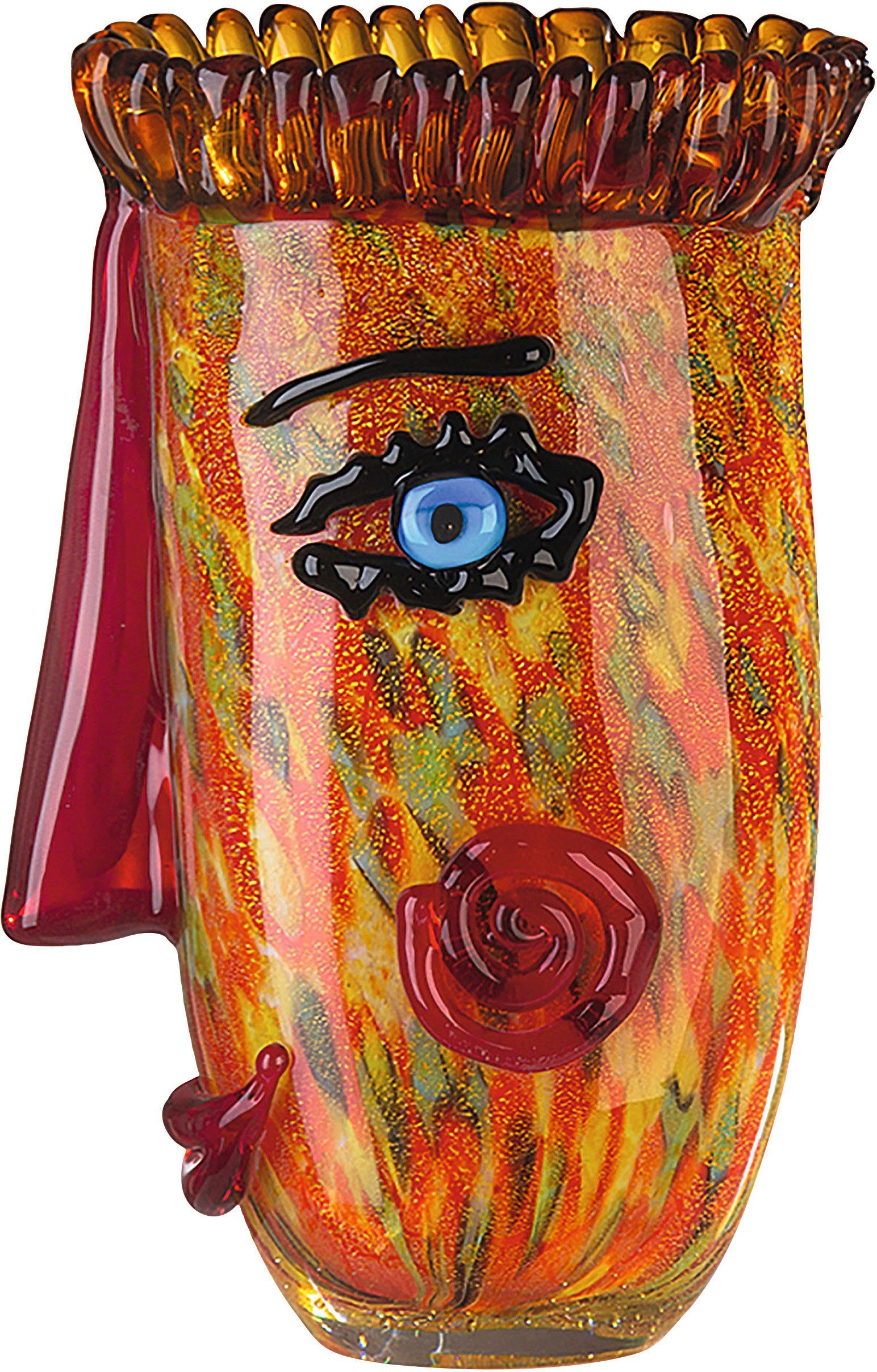 Casablanca by Gilde Tischvase Punky (1 St), dekorative Vase aus Glas,  Blumenvase, Maße: H.30cm x B.21cm x