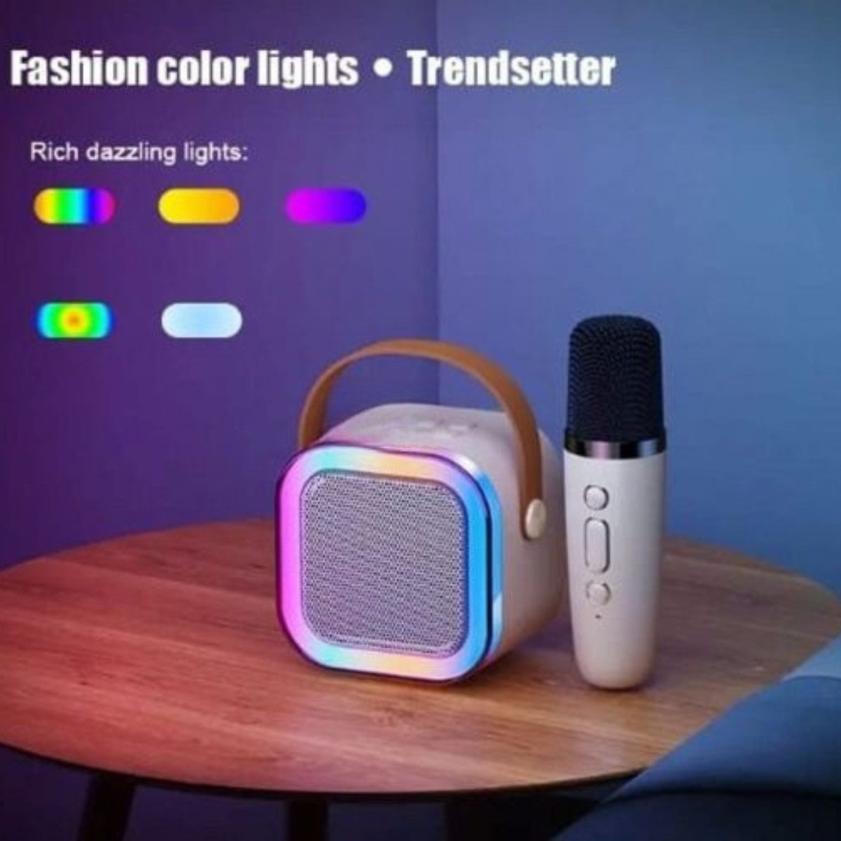 R2 Invest Bluetooth Karaoke Set mit Mikrofon & RGB Lautsprecher – Tragbar, 3W Karaoke-Maschine (Bluetooth, 3 W) – Bild 3 von 4