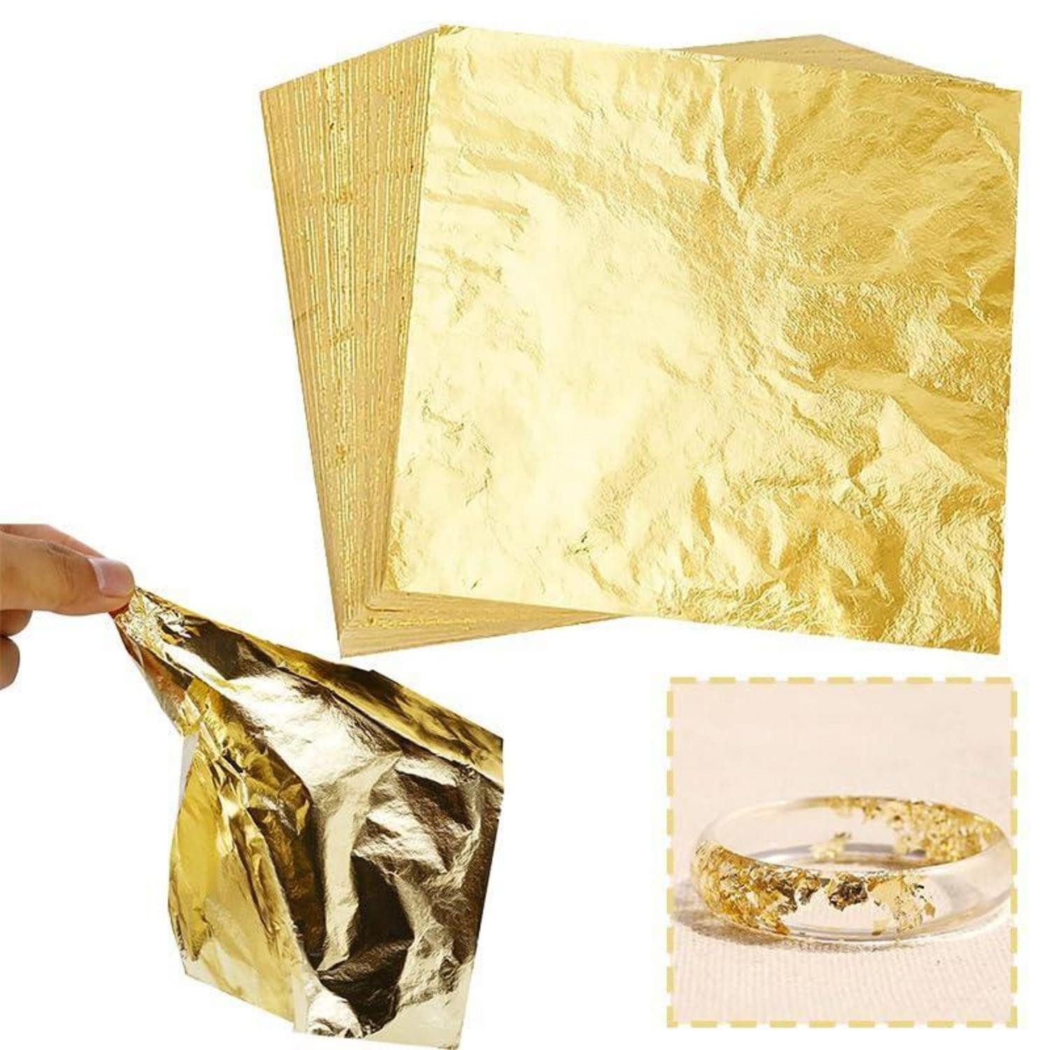 LuxusKollektion Bastelfilz Blattgold 50 Blatt 9x9cm Basteln Deko Nageldesign