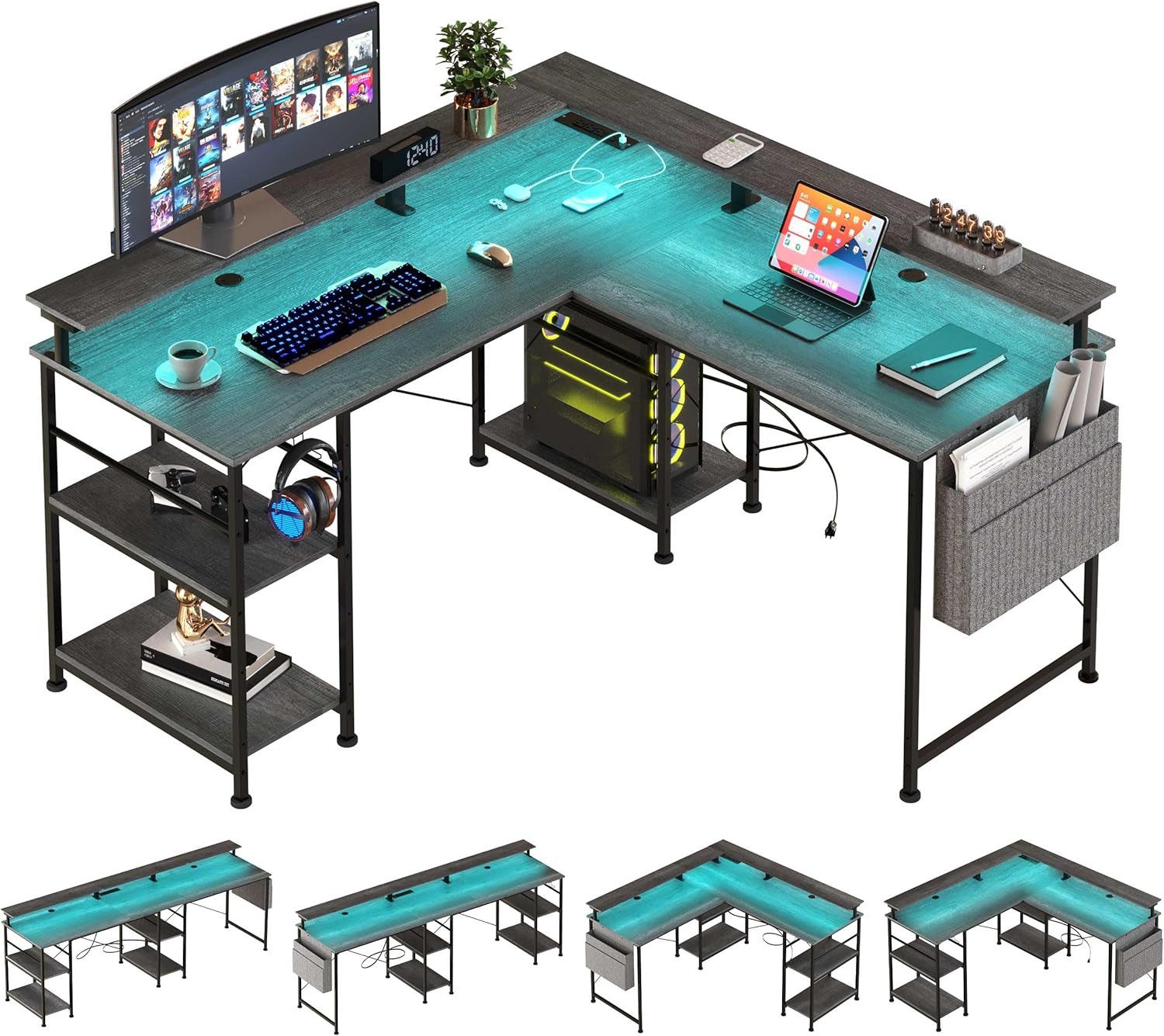 BBWL Computertisch L-förmiger Gaming-Schreibtisch mit LED, günstig online kaufen
