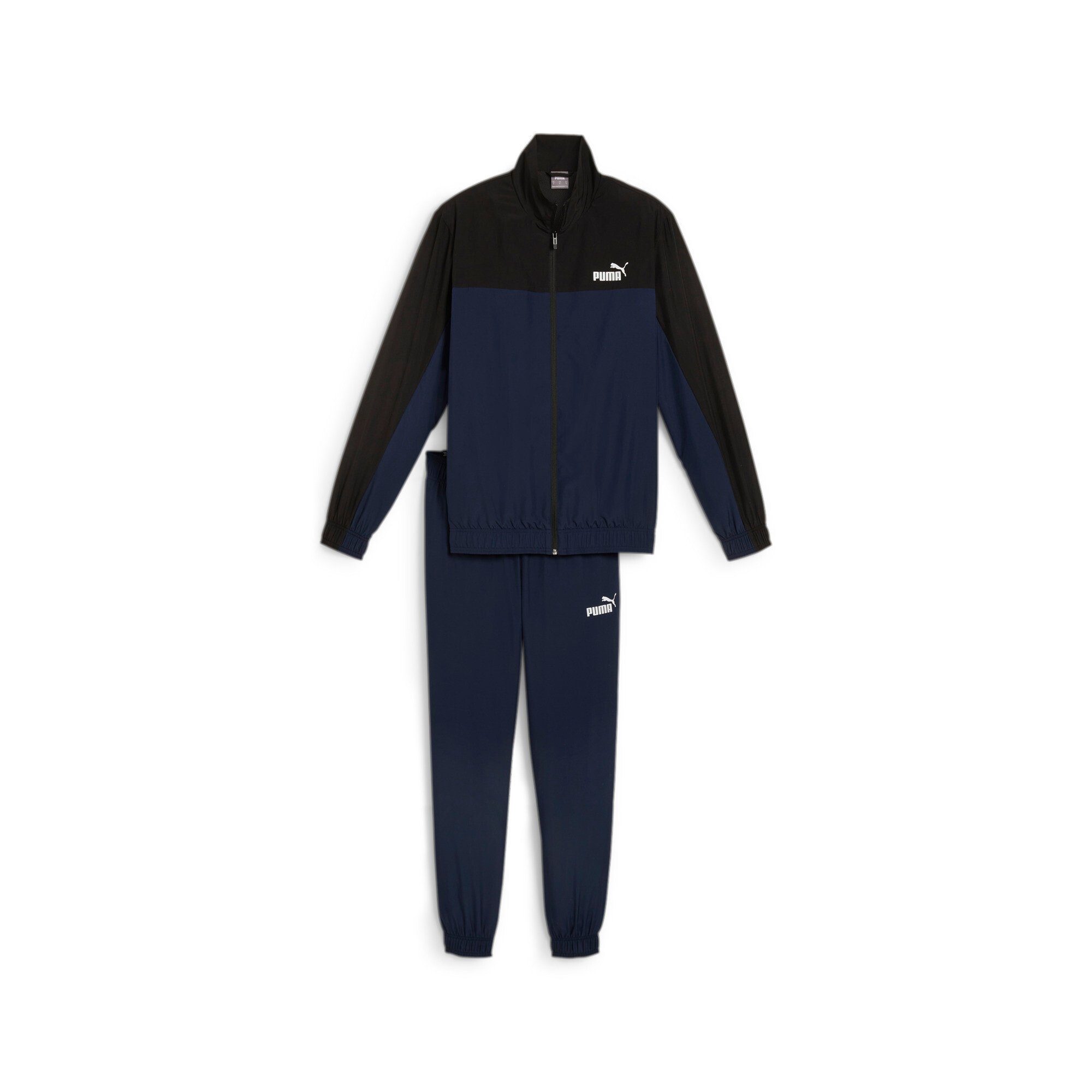 PUMA Jogginganzug WOVEN TRACKSUIT 2 tlg Jacke mit durchgehendem ReiBverschluss und hochgeschlossenem Kragen