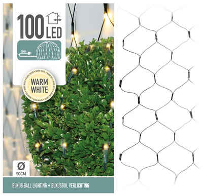 Spetebo LED-Lichternetz LED Buchsbaum Beleuchtung mit 100 LED warm weiß, 100-flammig, Garten Deko Lichtervorhang