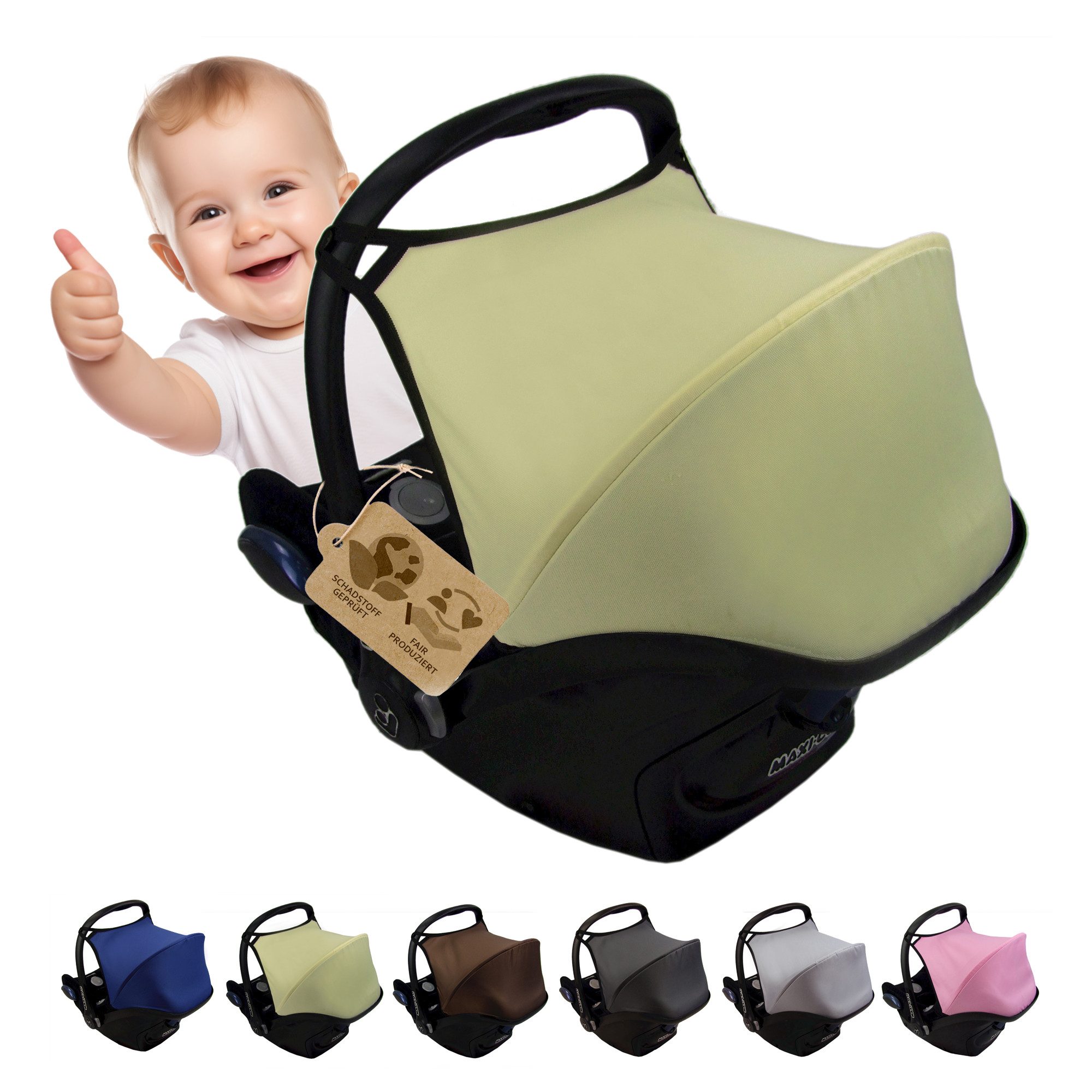 BambiniWelt by Rafael K. Babyschale Sonnenverdeck für Babyschale kompatibel mit Maxi Cosi Cabrio-Fix + GP, ab: 0+, bis: 14 Monate