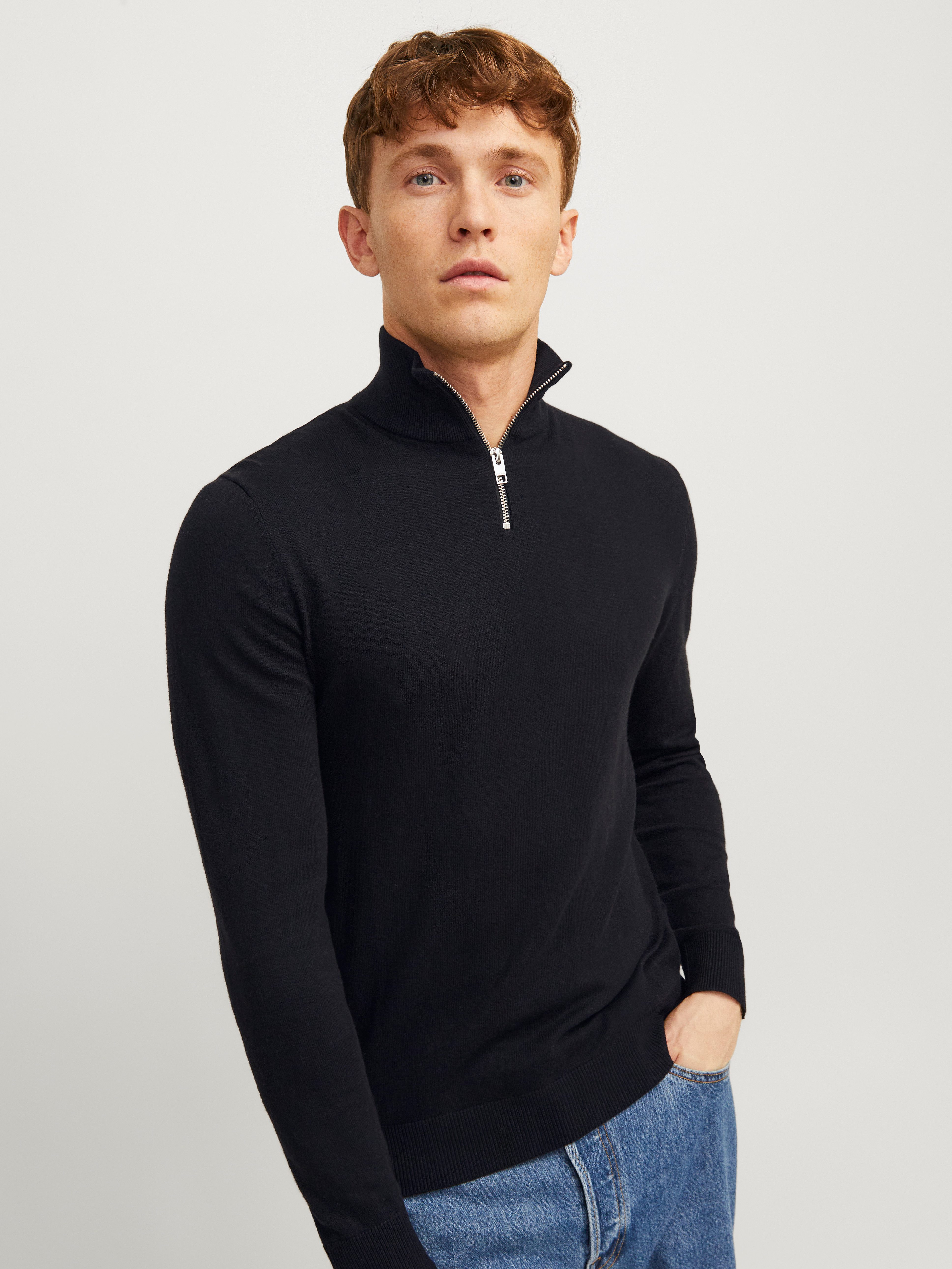Jack & Jones Troyer JJEEMIL KNIT HALF ZIP NOOS Baumwollmischung, regular fit
