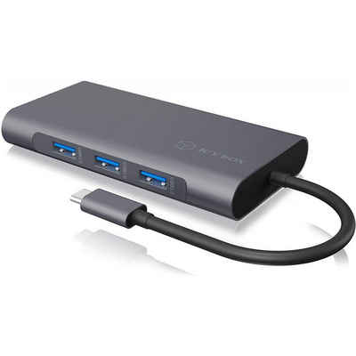 ICY BOX Laptop-Dockingstation »IB-DK4040-CPD USB-C«, HDMI, VGA, Video, Audio, Power Delivery, USB 3.0, SD 2.0, microSD 2.0, Kartenleser, LAN RJ45, für Notebook