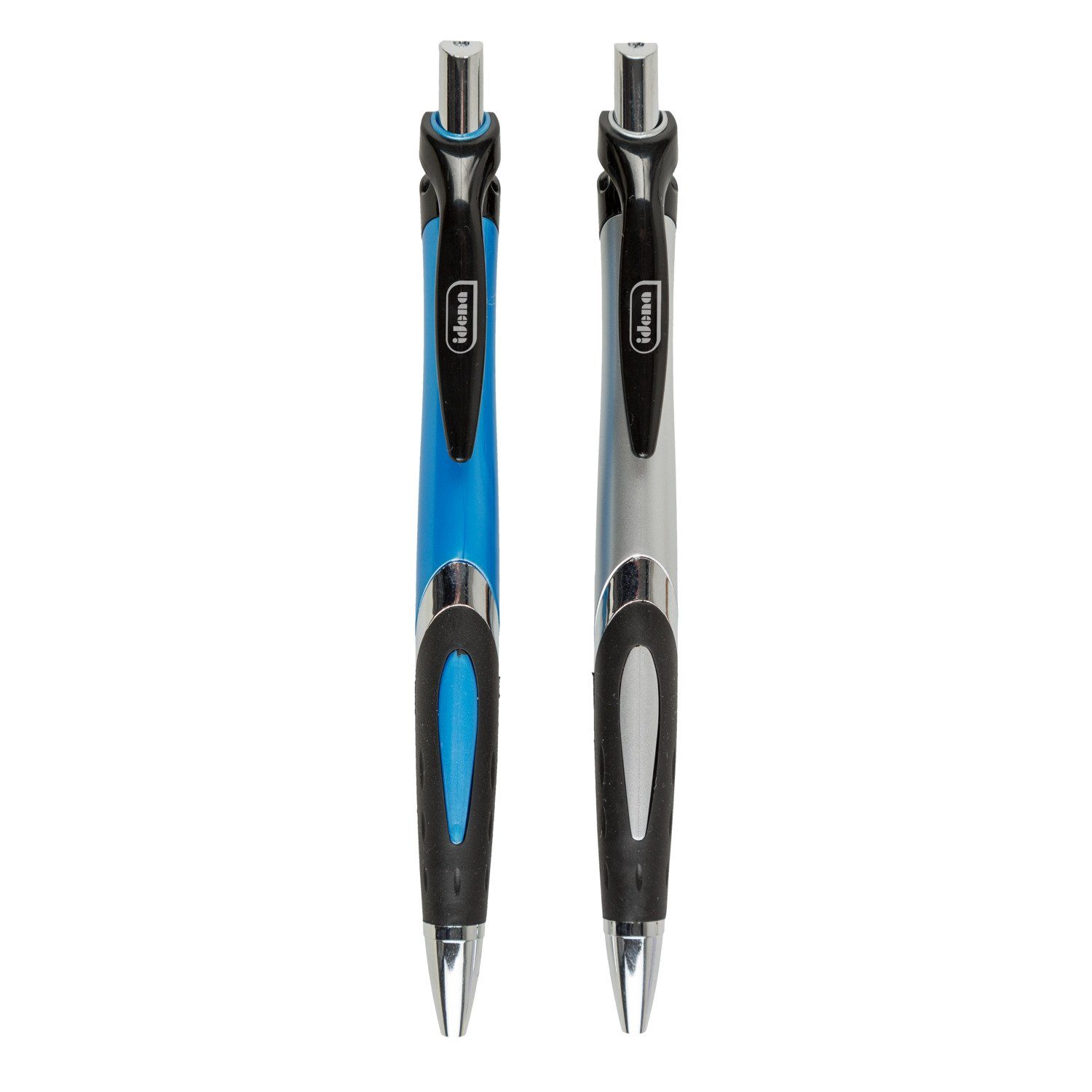Idena Kugelschreiber Idena 512405 - Druckkugelschreiber, 2 Stück, blau und silber – Bild 2 von 4