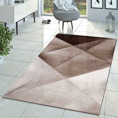 Designteppich »Teppich Kurzflor Teppich Zeitlos Abstrakt Muster Design Wohnzimmer Teppich Beige«, TT Home, rechteckig, Höhe 13 mm