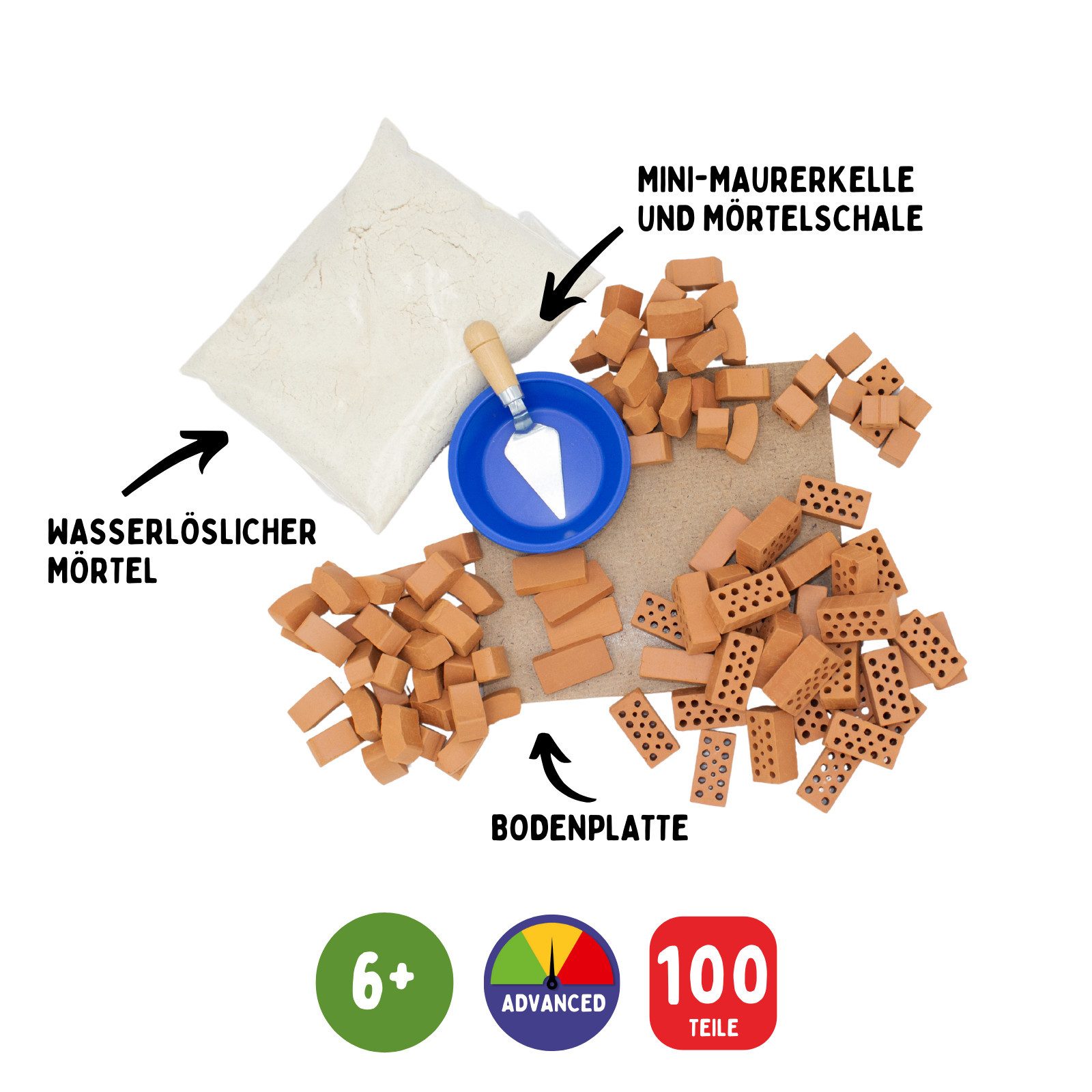 teifoc Burg mit Stiftehalter Steinbaukasten, (Bastelset, 100 St., Kreativspielzeug), Made in Germany